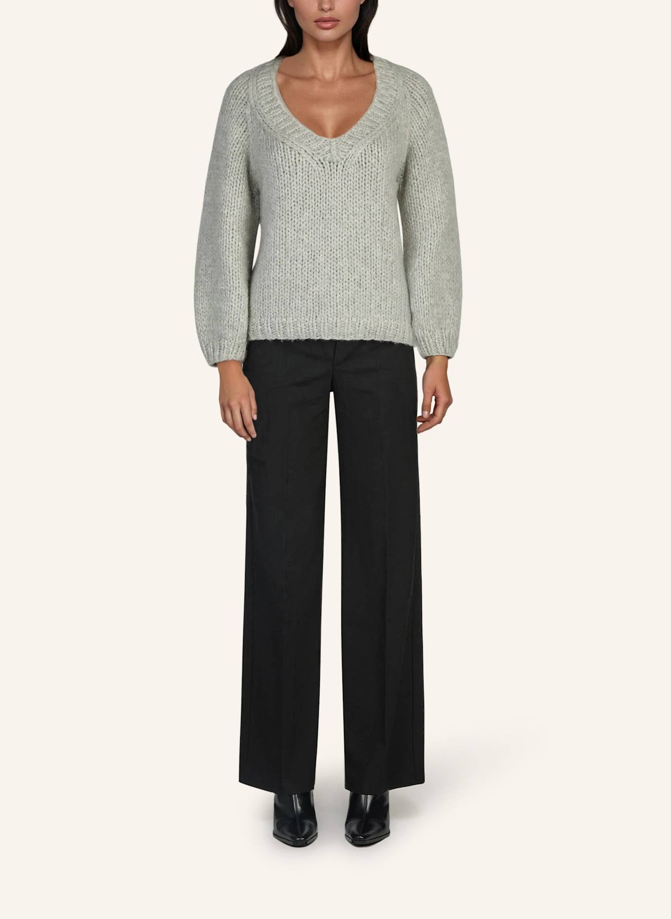 DOUIE Pullover AMELIE aus Cashmere: GRAU/ HELLGRAU