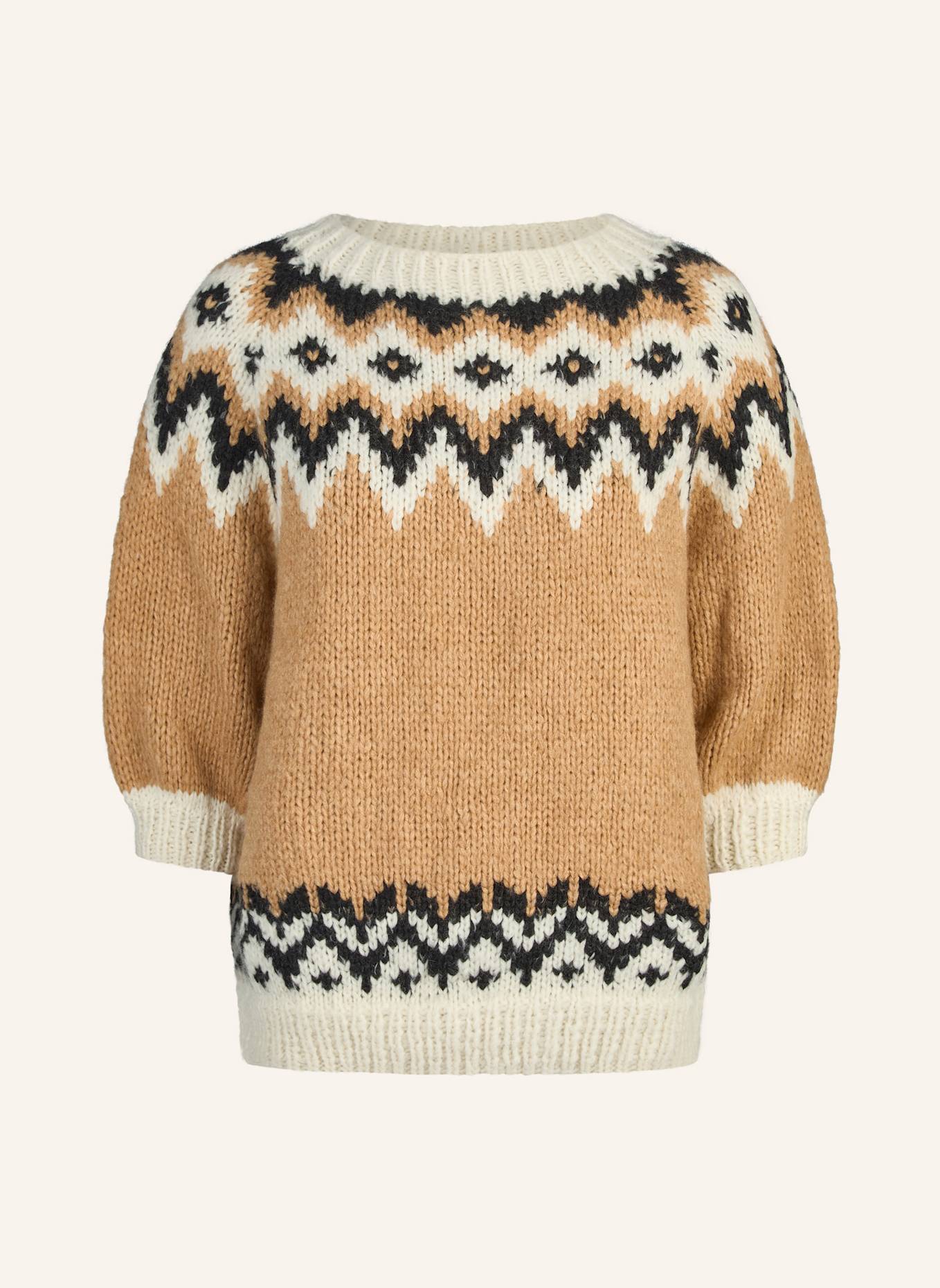 DOUIE Pullover LINA aus Cashmere: HELLBRAUN/ WEISS/ SCHWARZ