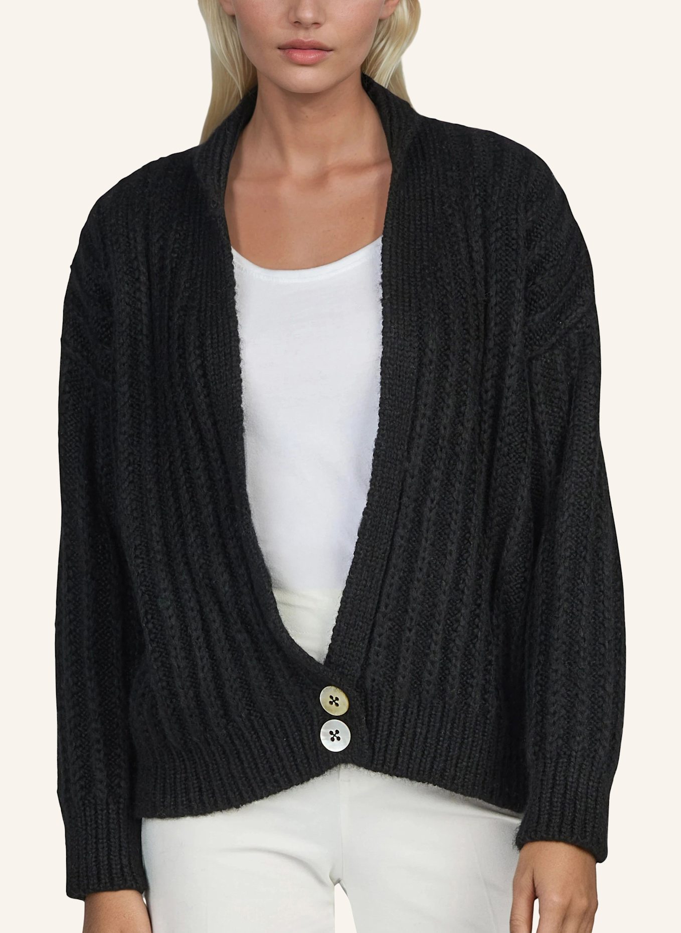 DOUIE Strickjacke APRIL aus Cashmere: SCHWARZ