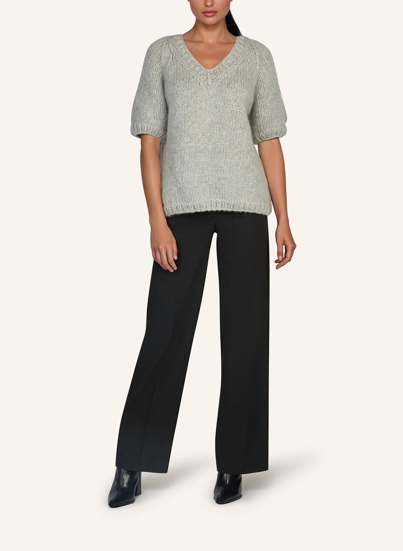 DOUIE Pullover DARIA aus Cashmere: GRAU/ HELLGRAU