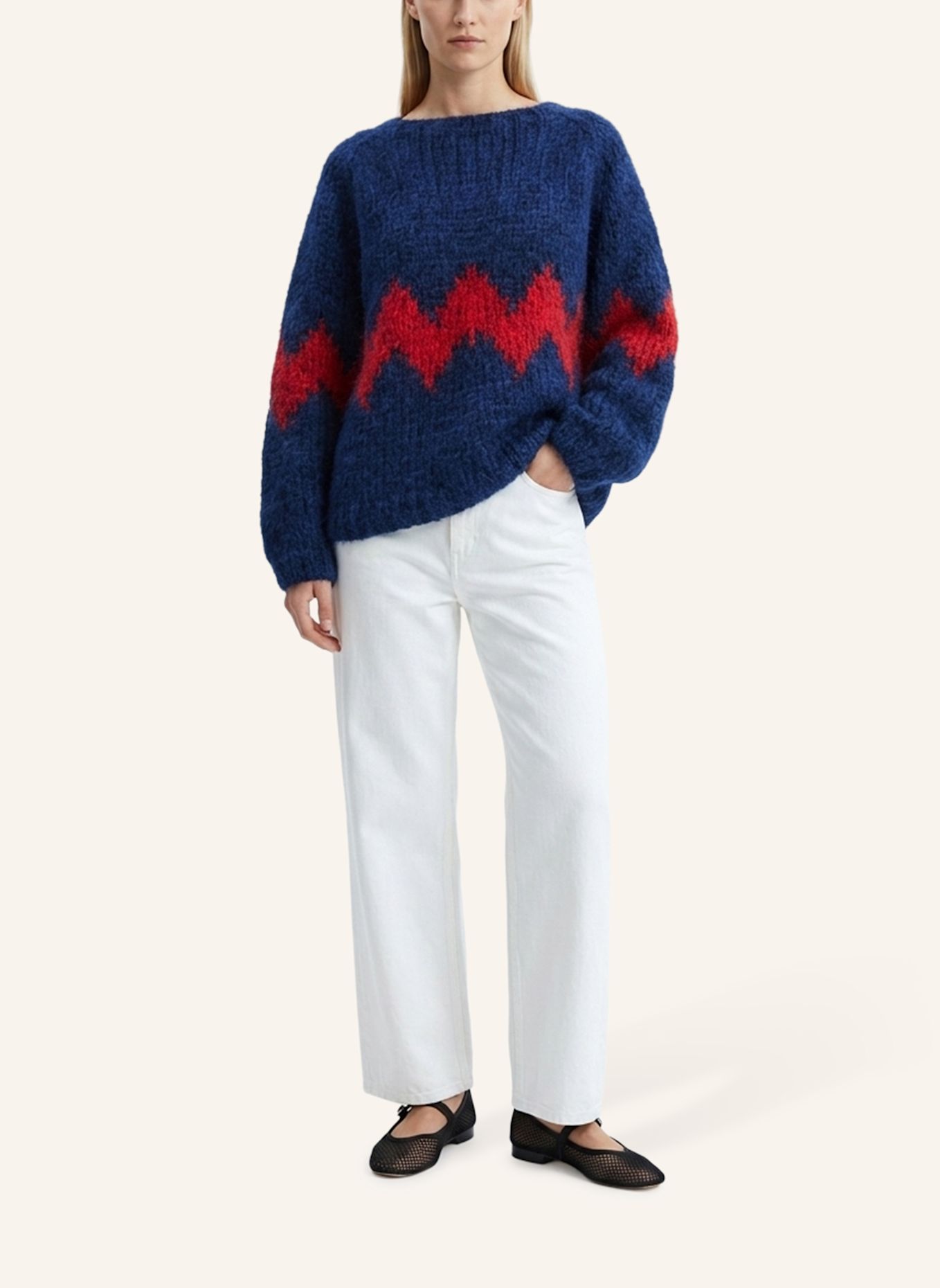 DOUIE Pullover ZIGZAG mit Mohair: BLAU