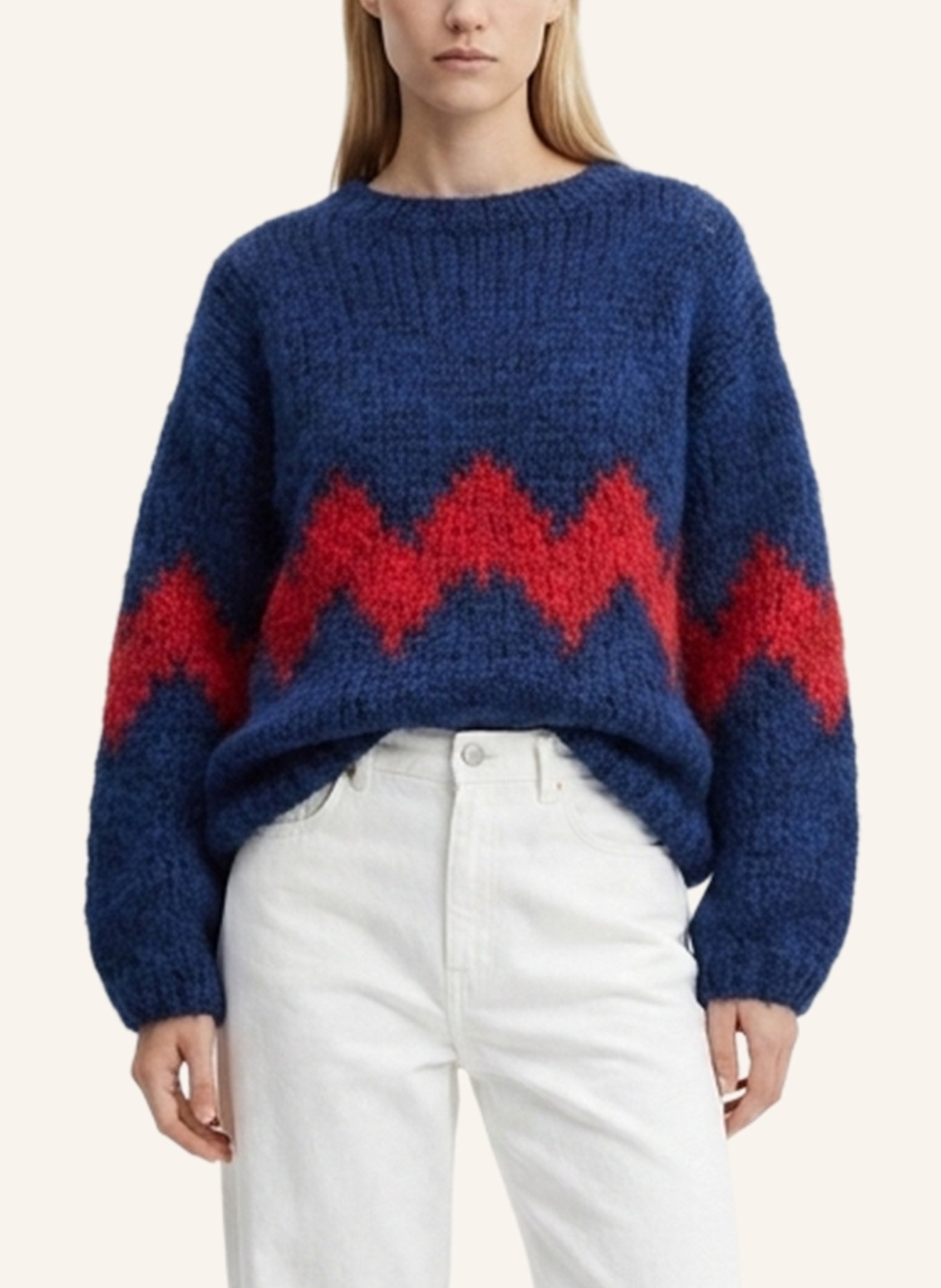 DOUIE Pullover ZIGZAG mit Mohair: BLAU
