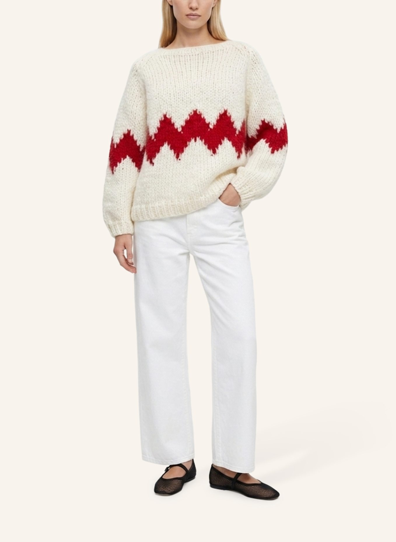 DOUIE Pullover ZIGZAG mit Mohair: WEISS