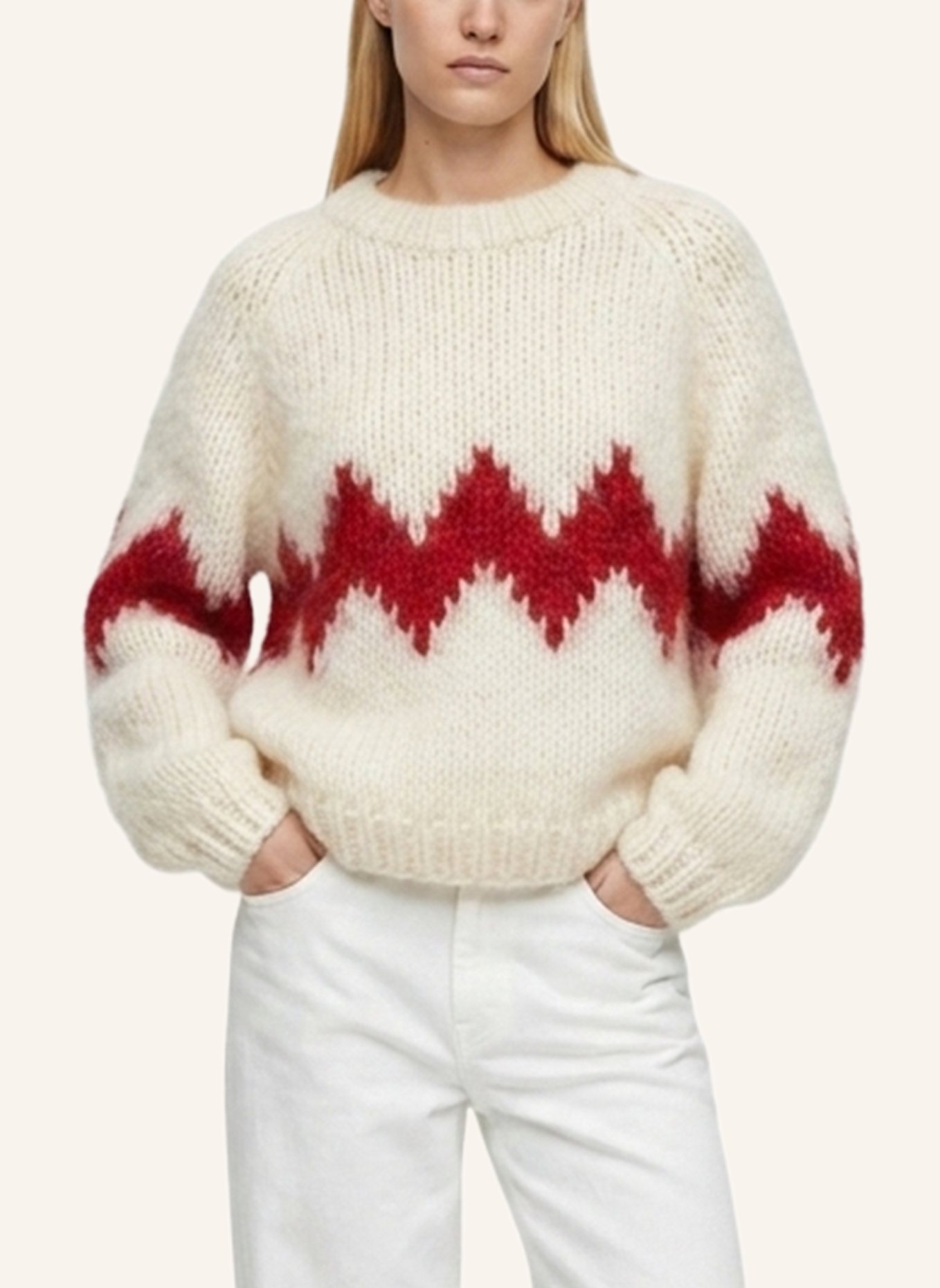 DOUIE Pullover ZIGZAG mit Mohair: WEISS