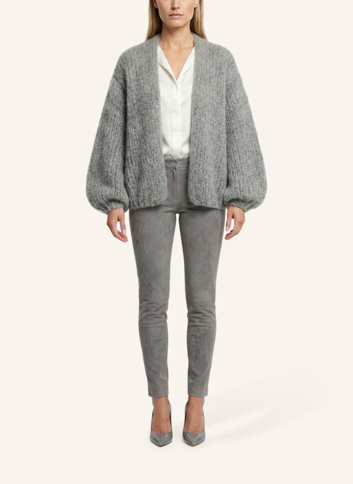 DOUIE Strickjacke TONI mit Mohair: GRAU