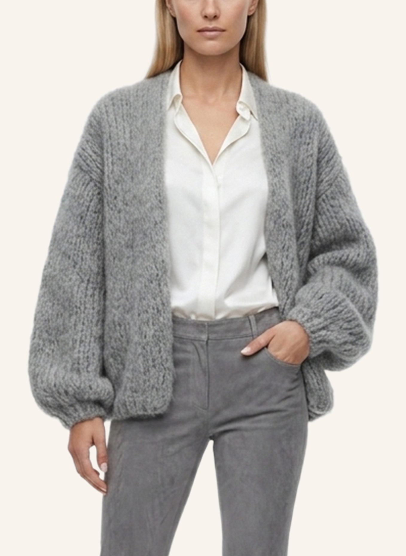 DOUIE Strickjacke TONI mit Mohair: GRAU