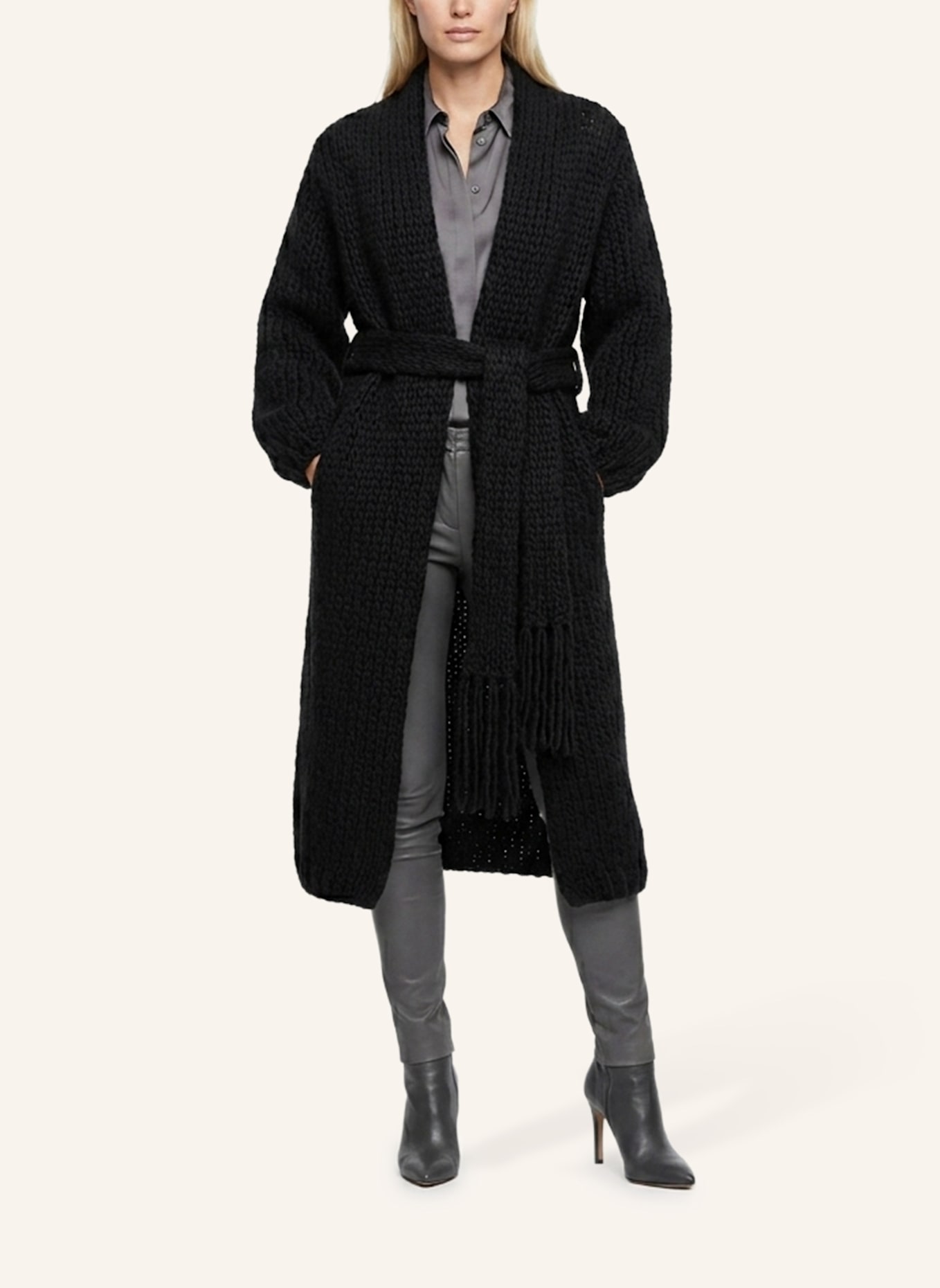 DOUIE Strickmantel MANON aus Cashmere: SCHWARZ