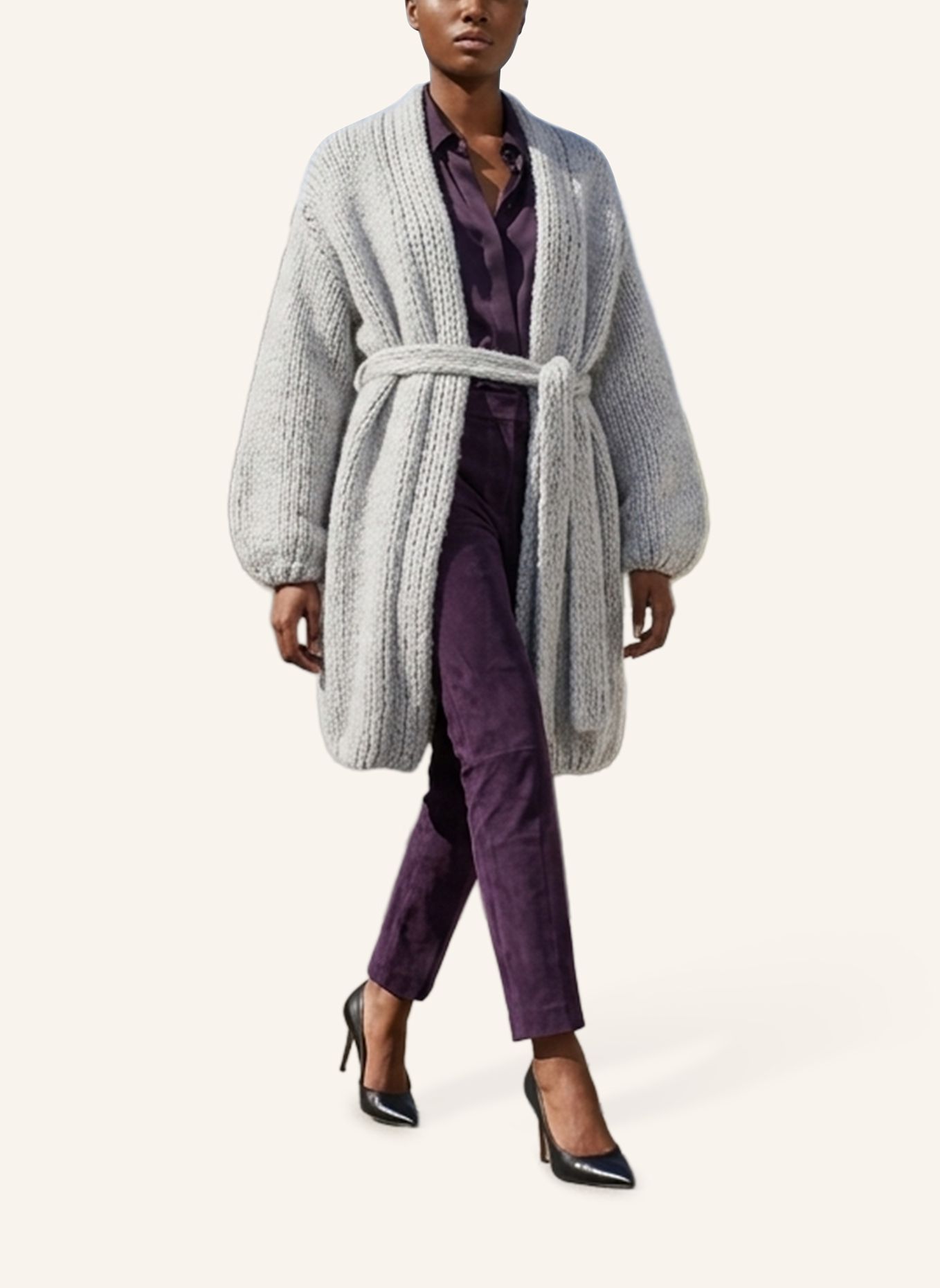 DOUIE Strickmantel MARGHERITE aus Cashmere: GRAU