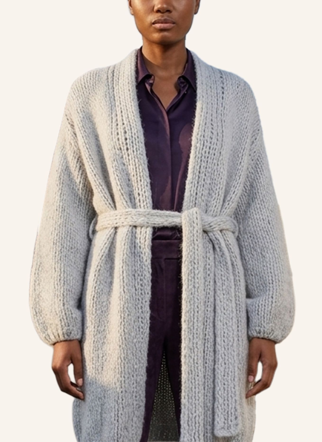 DOUIE Strickmantel MARGHERITE aus Cashmere: GRAU
