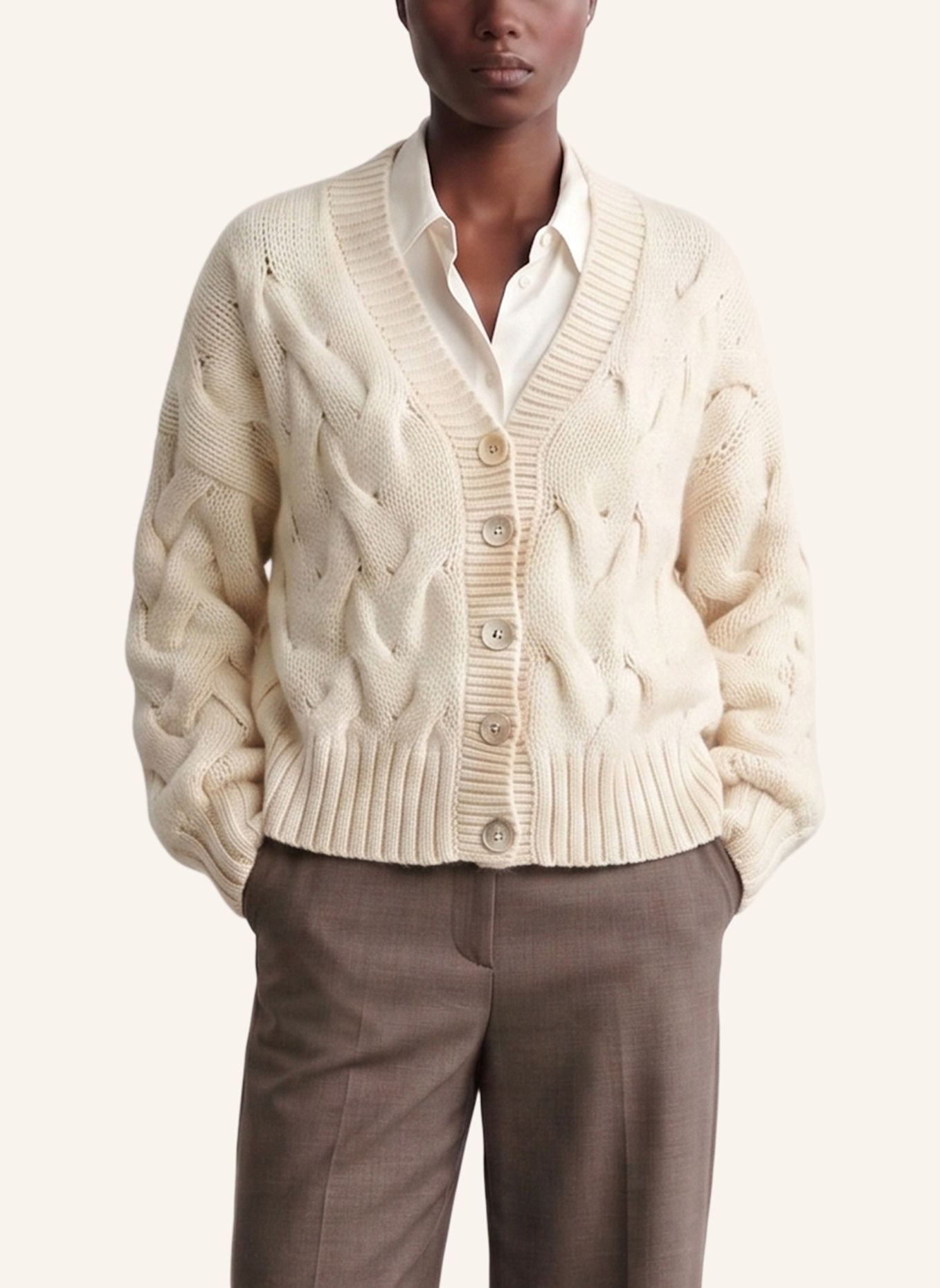 DOUIE Strickjacke NOLA aus Cashmere: ECRU