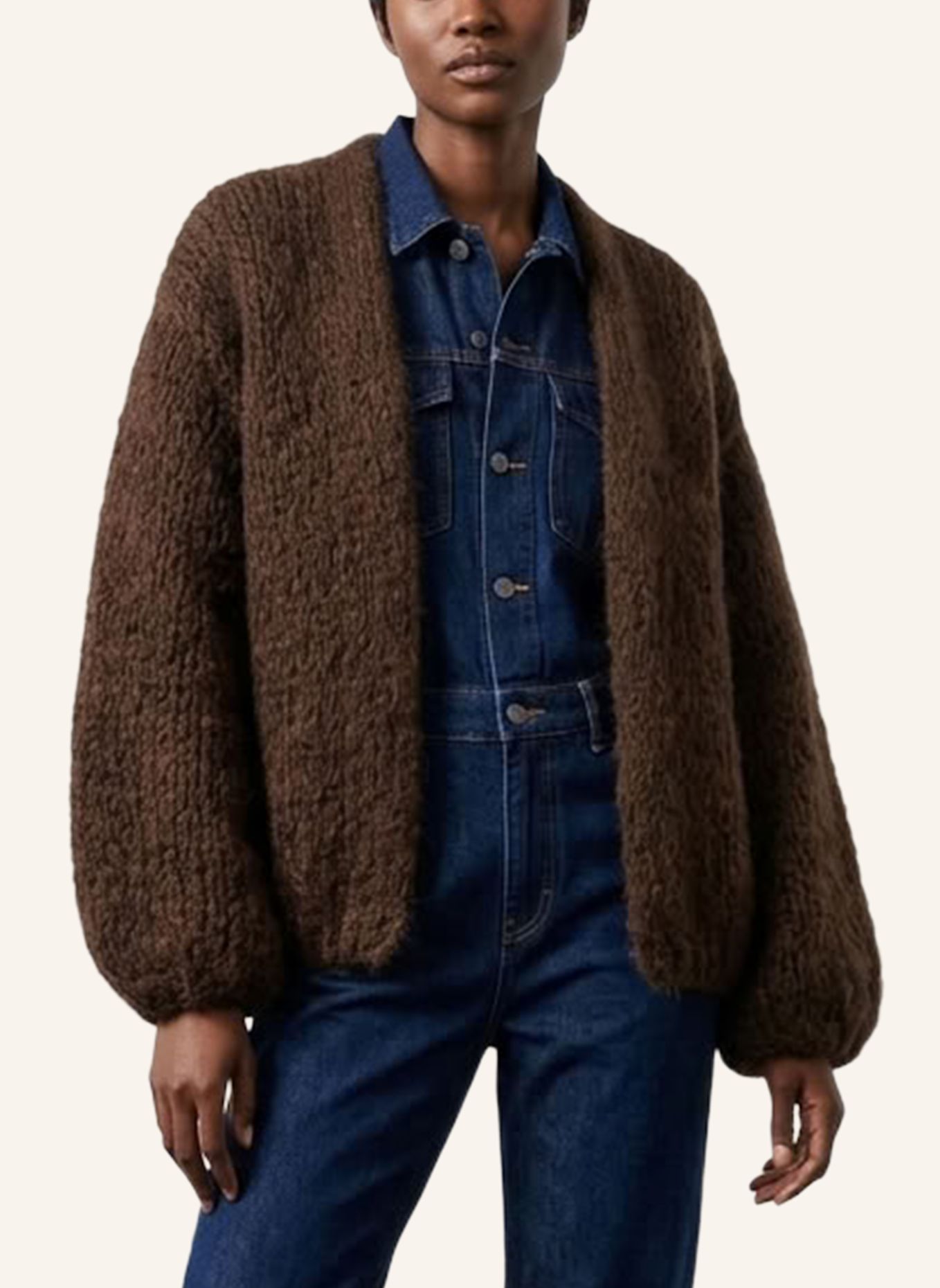DOUIE Strickjacke TONI mit Mohair: BRAUN