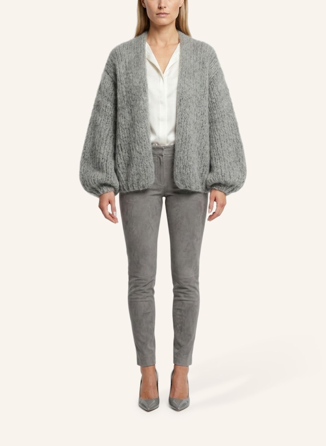 DOUIE Strickjacke TONI mit Mohair: GRAU