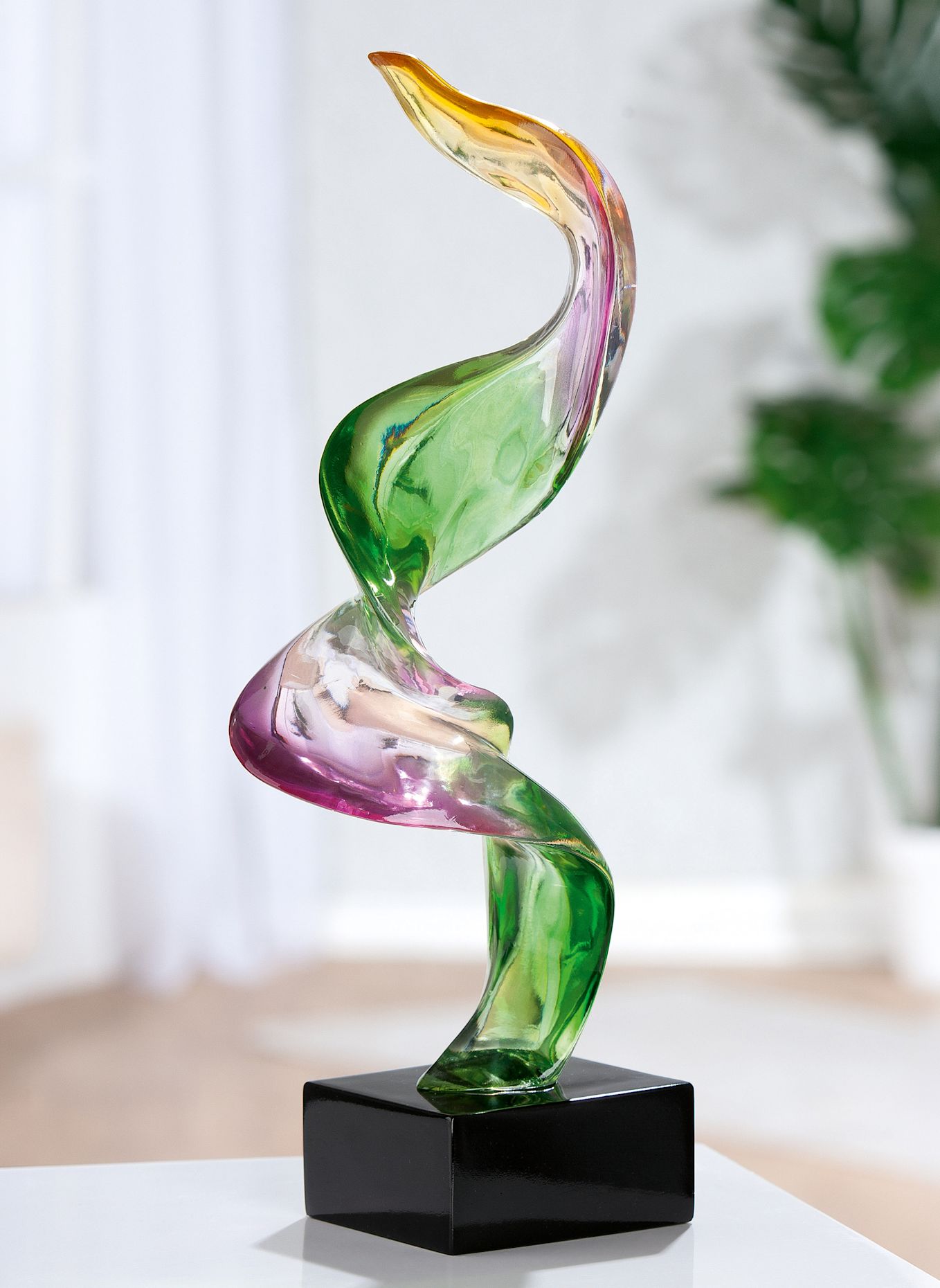 GILDE Skulptur TWIRL: GRÜN / LILA