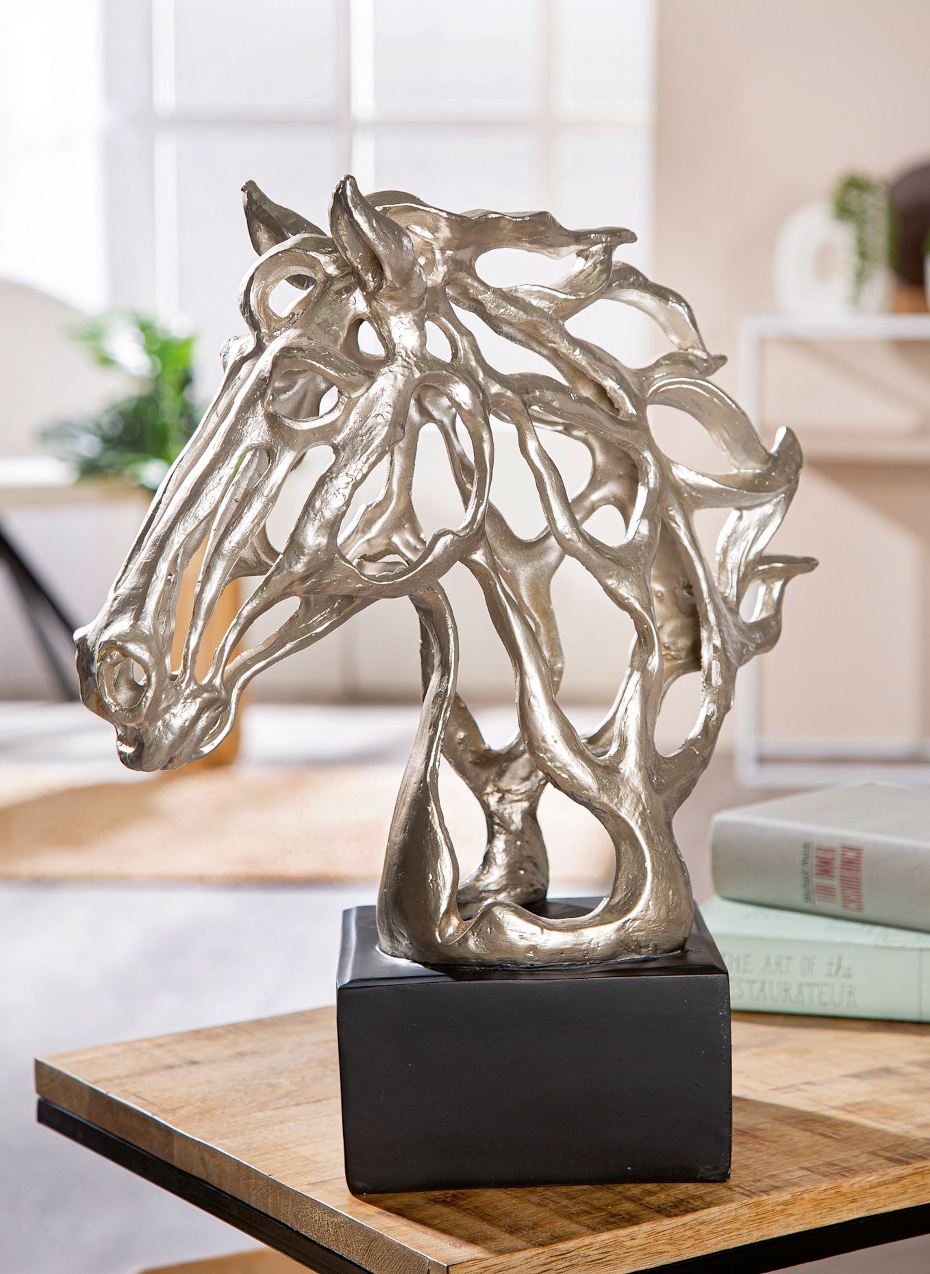 GILDE Skulptur CHEVAL: SILBER