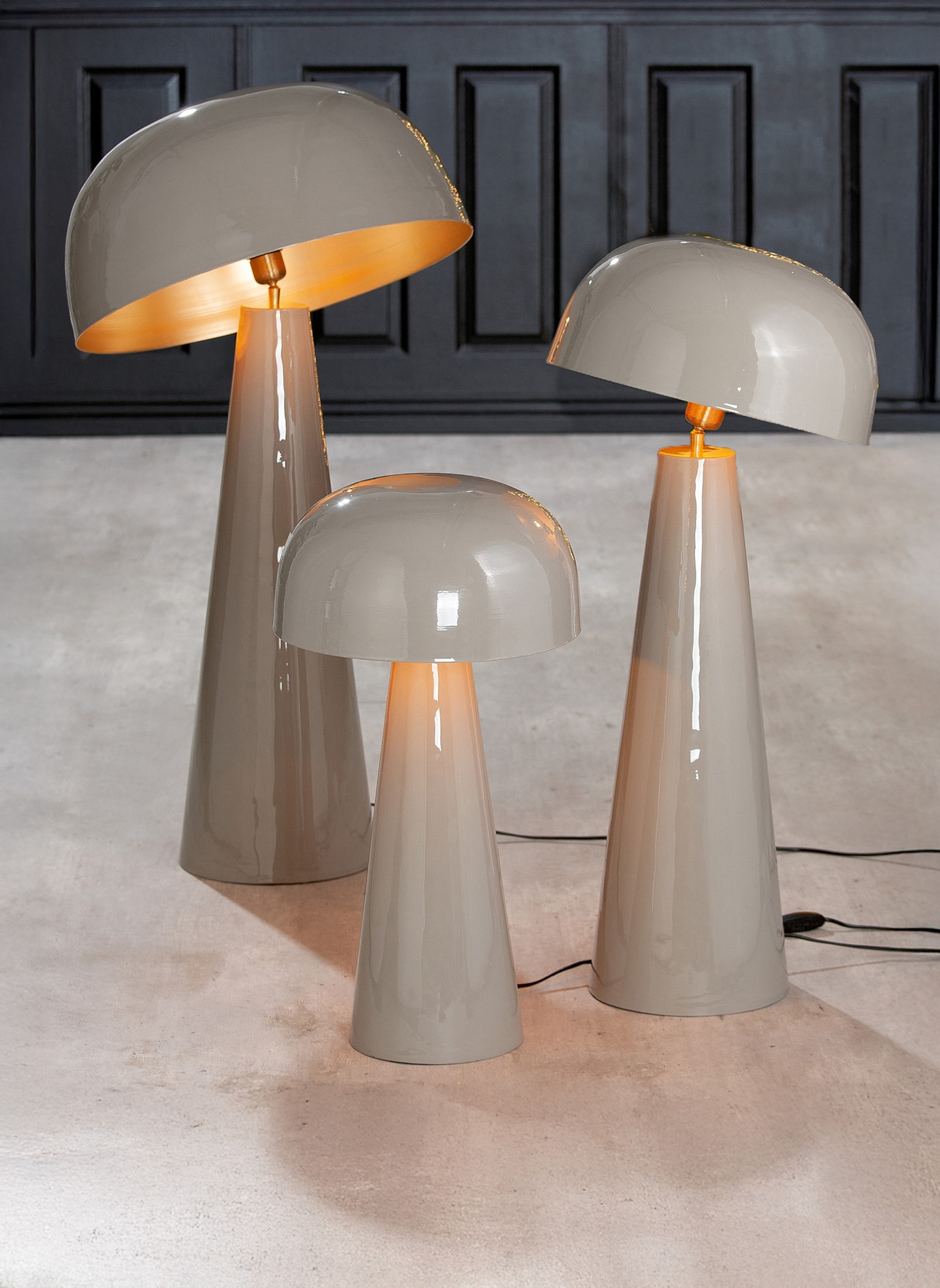 GILDE Bodenleuchte MUSHROOM: GRAU