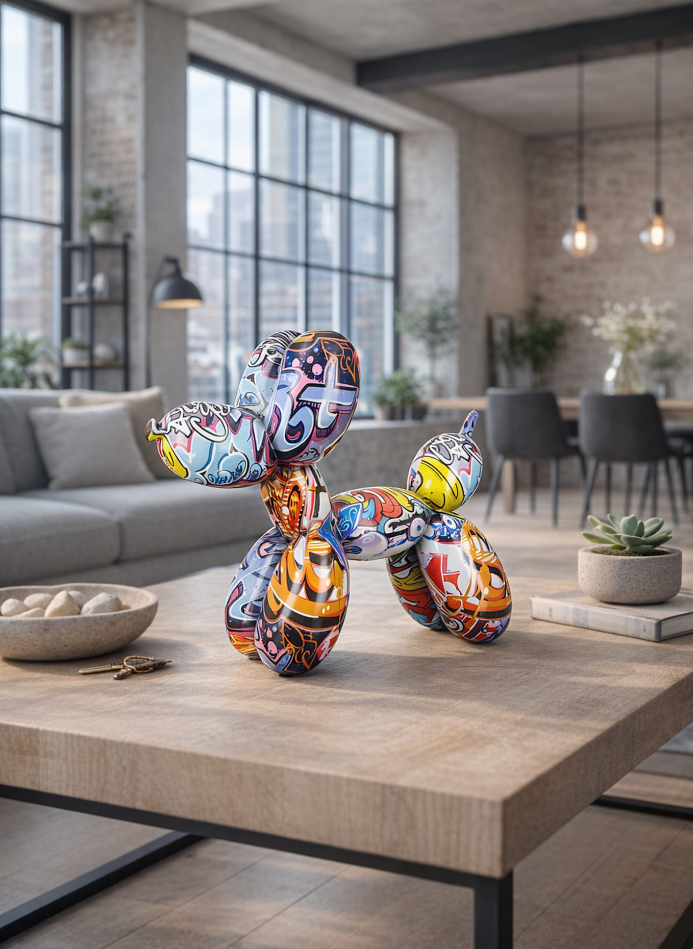 GILDE Figur STREET ART BALLONHUND: WEISS