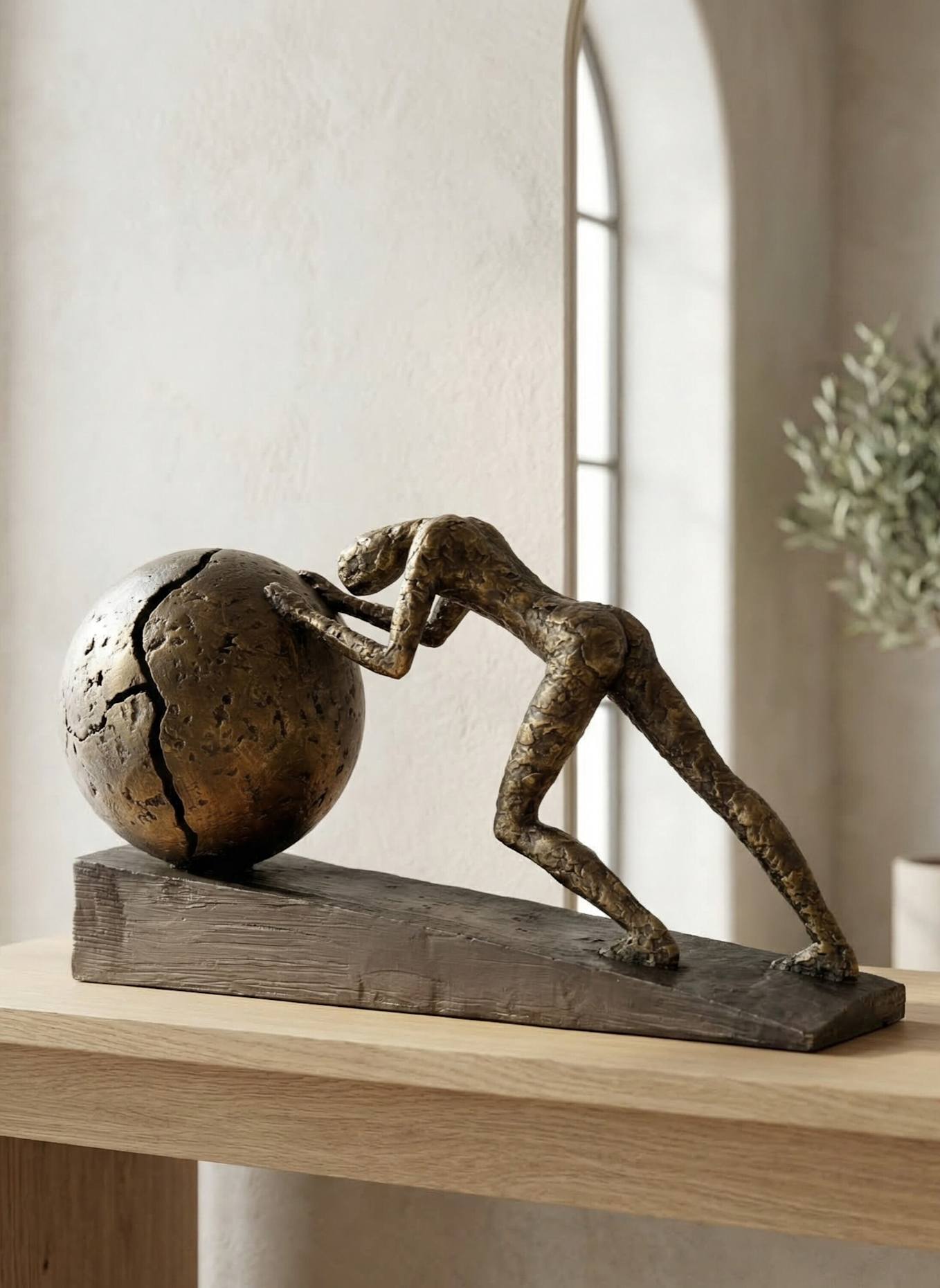 GILDE Skulptur HEAVY BALL: BRAUN