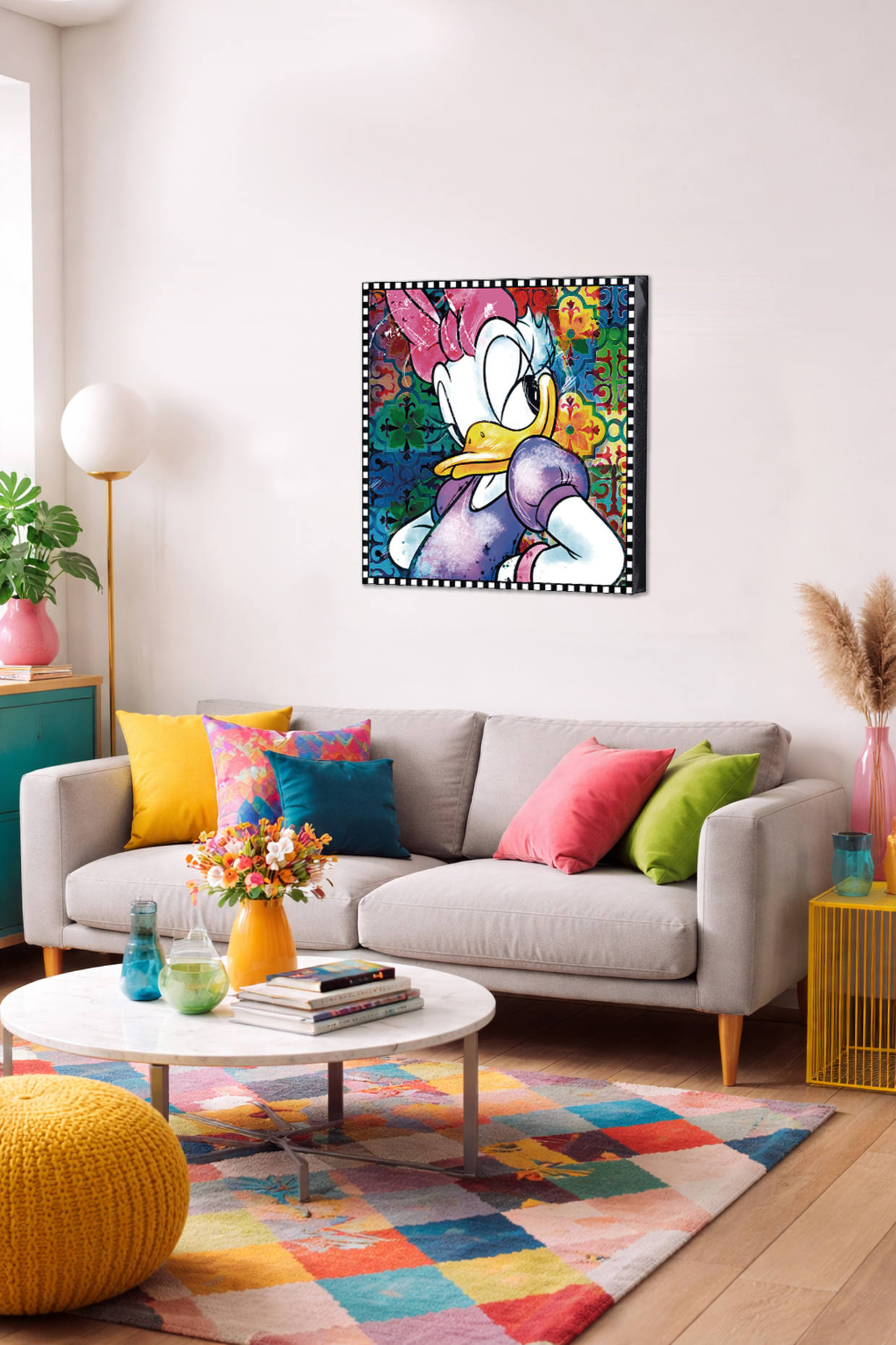 GILDE Wandbild DAISY DUCK: WEISS