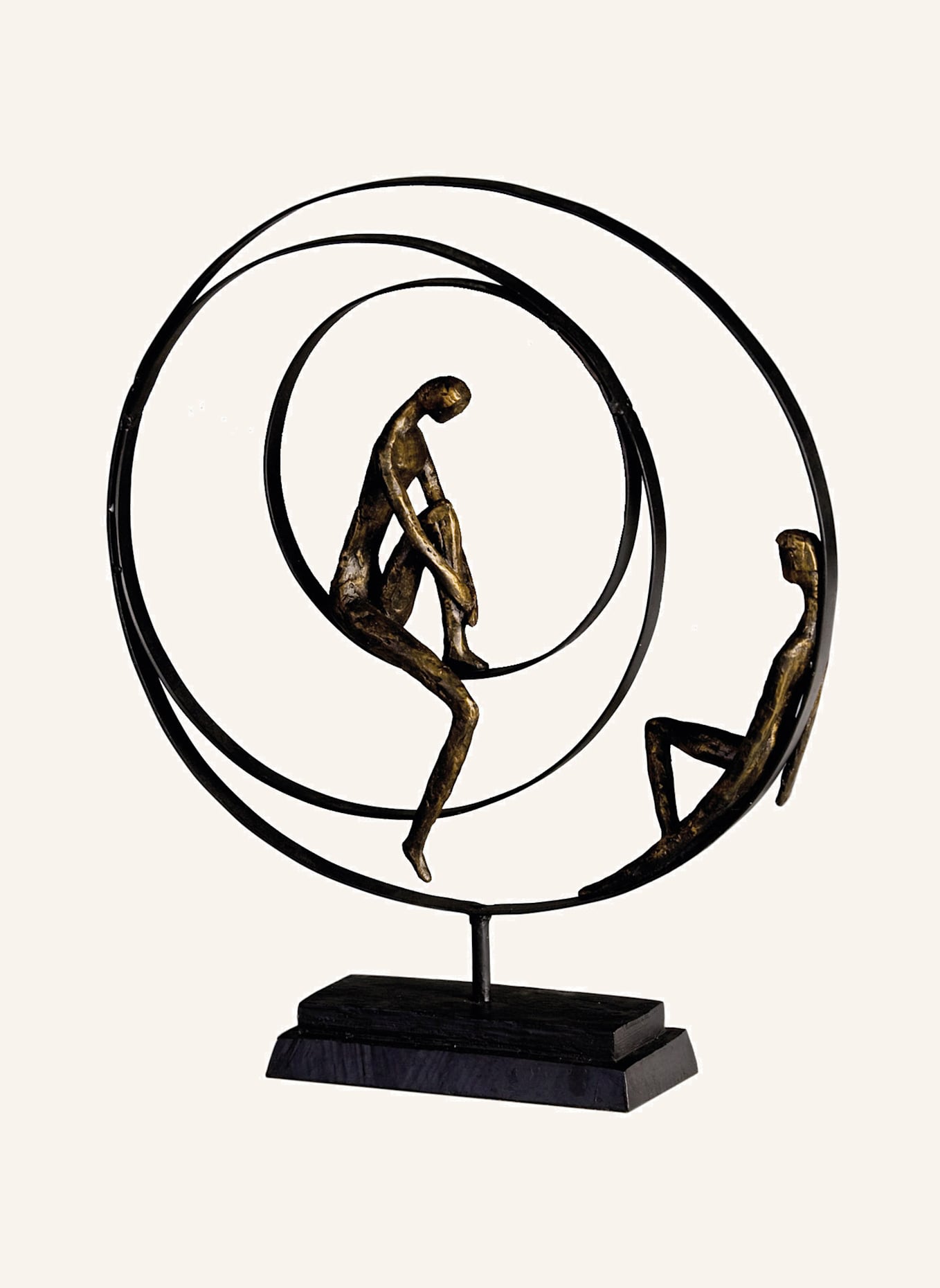 GILDE Skulptur PATIENCE: SCHWARZ/ COGNAC