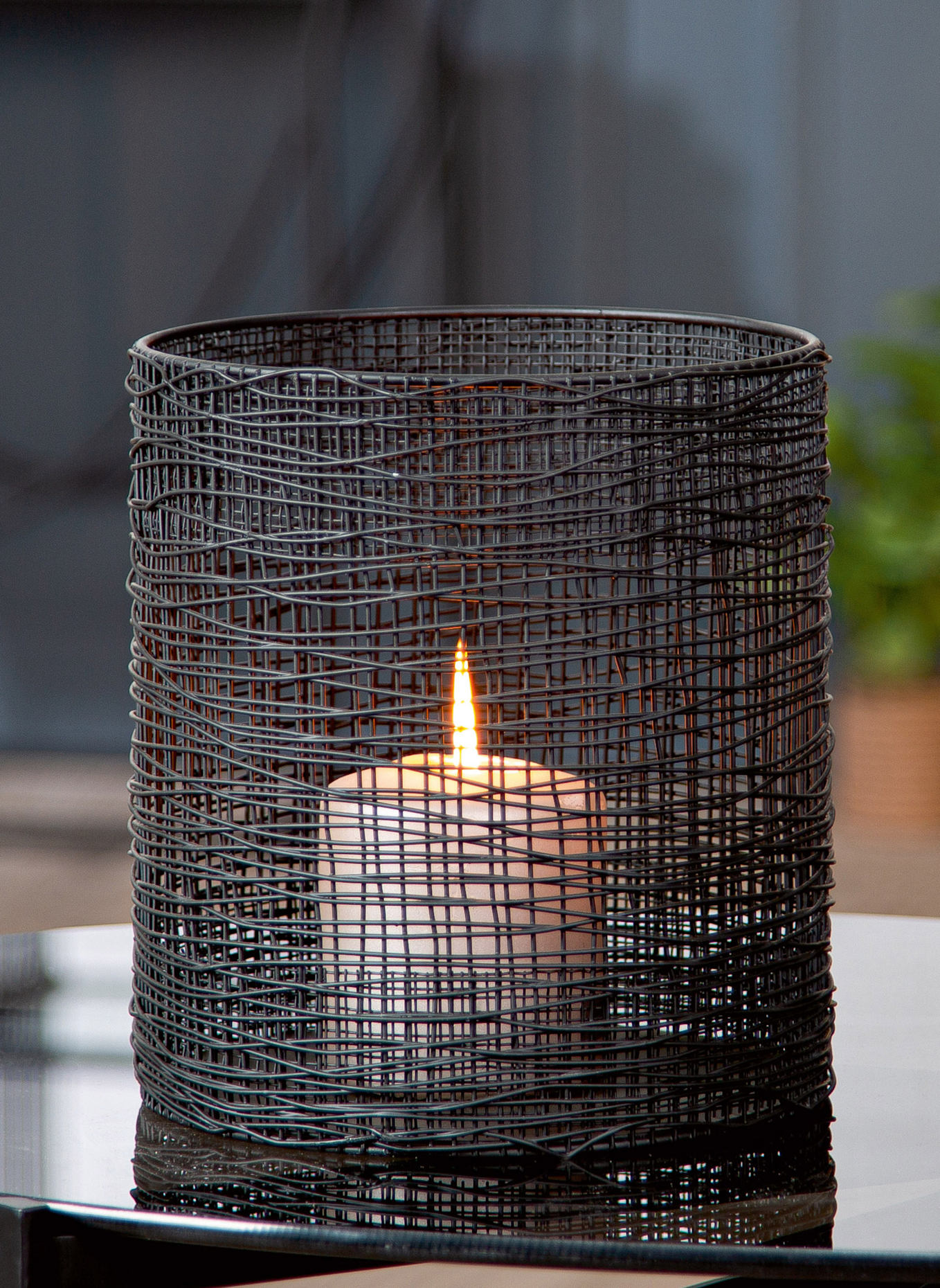 GILDE Windlicht WELDING: SCHWARZ