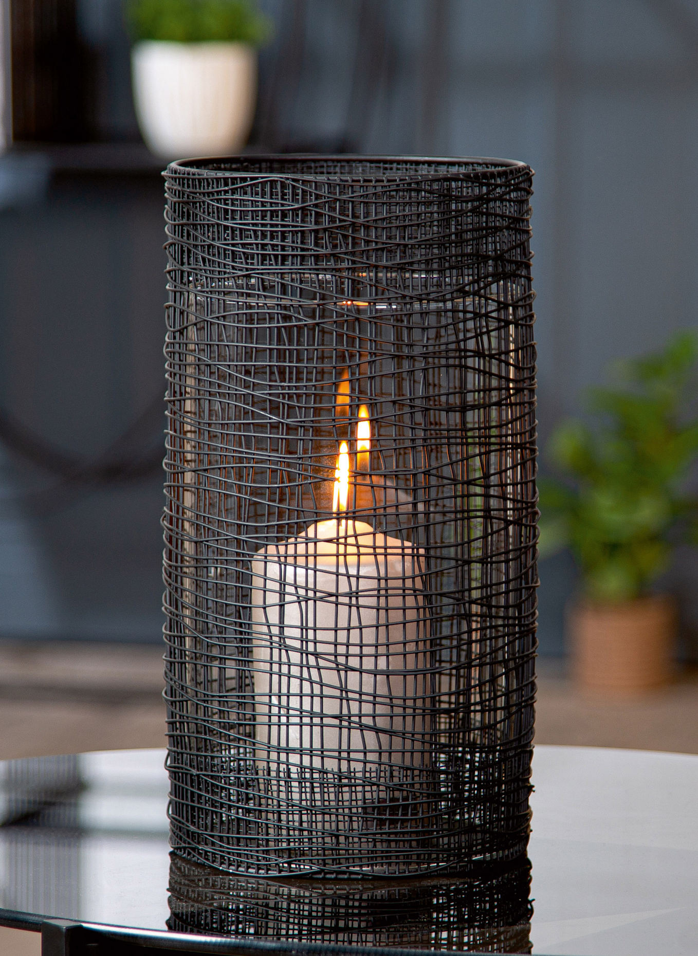 GILDE Windlicht WELDING: SCHWARZ