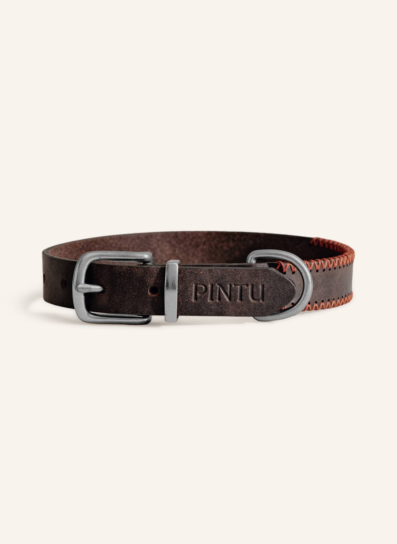 Pintu Hundehalsband PORTHOS mit Beschlag aus Edelstahl: BRAUN/ ORANGE