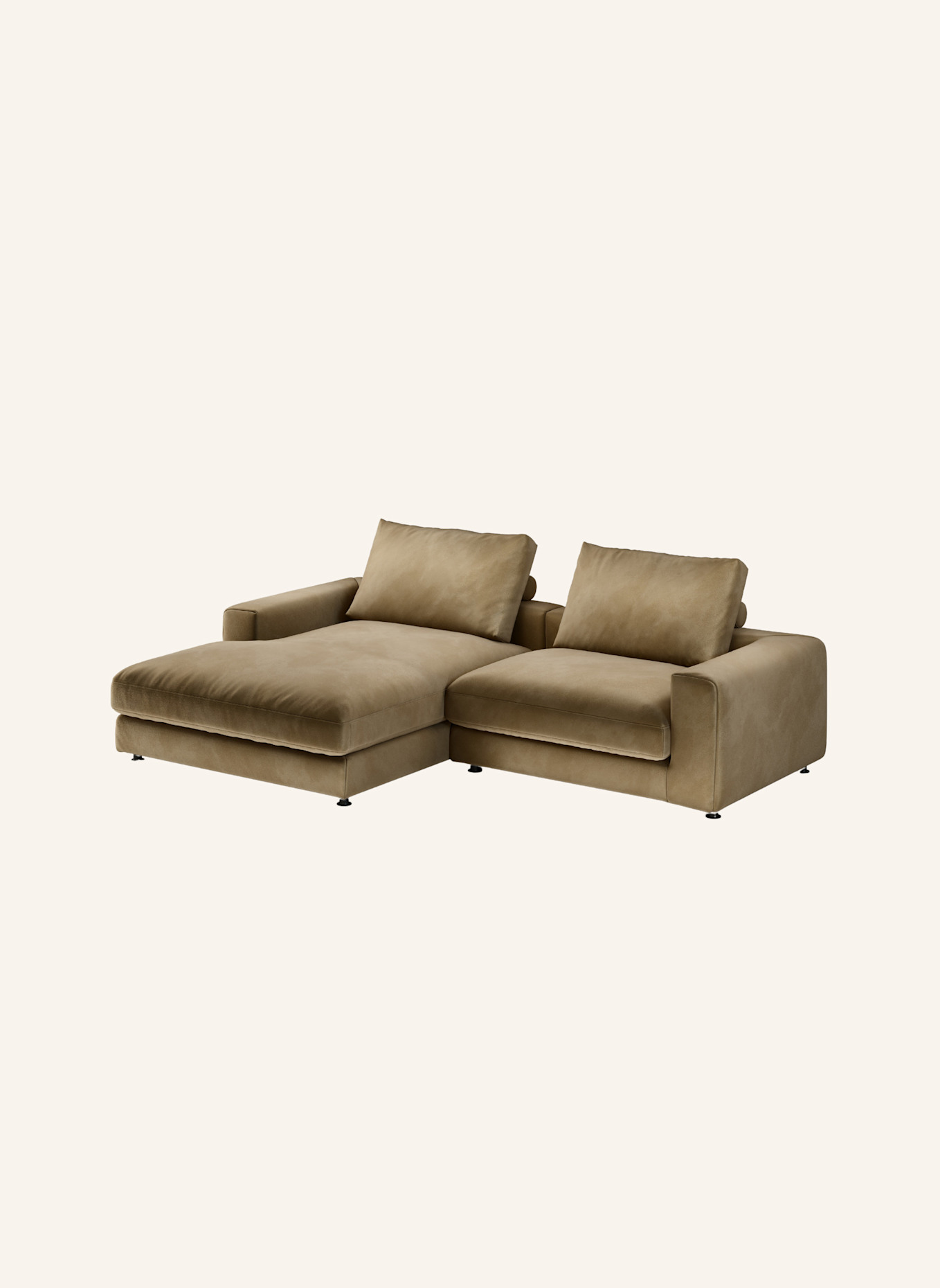 nydo 3-Sitzer Ecksofa MOSLER, links, Velours: TAUPE