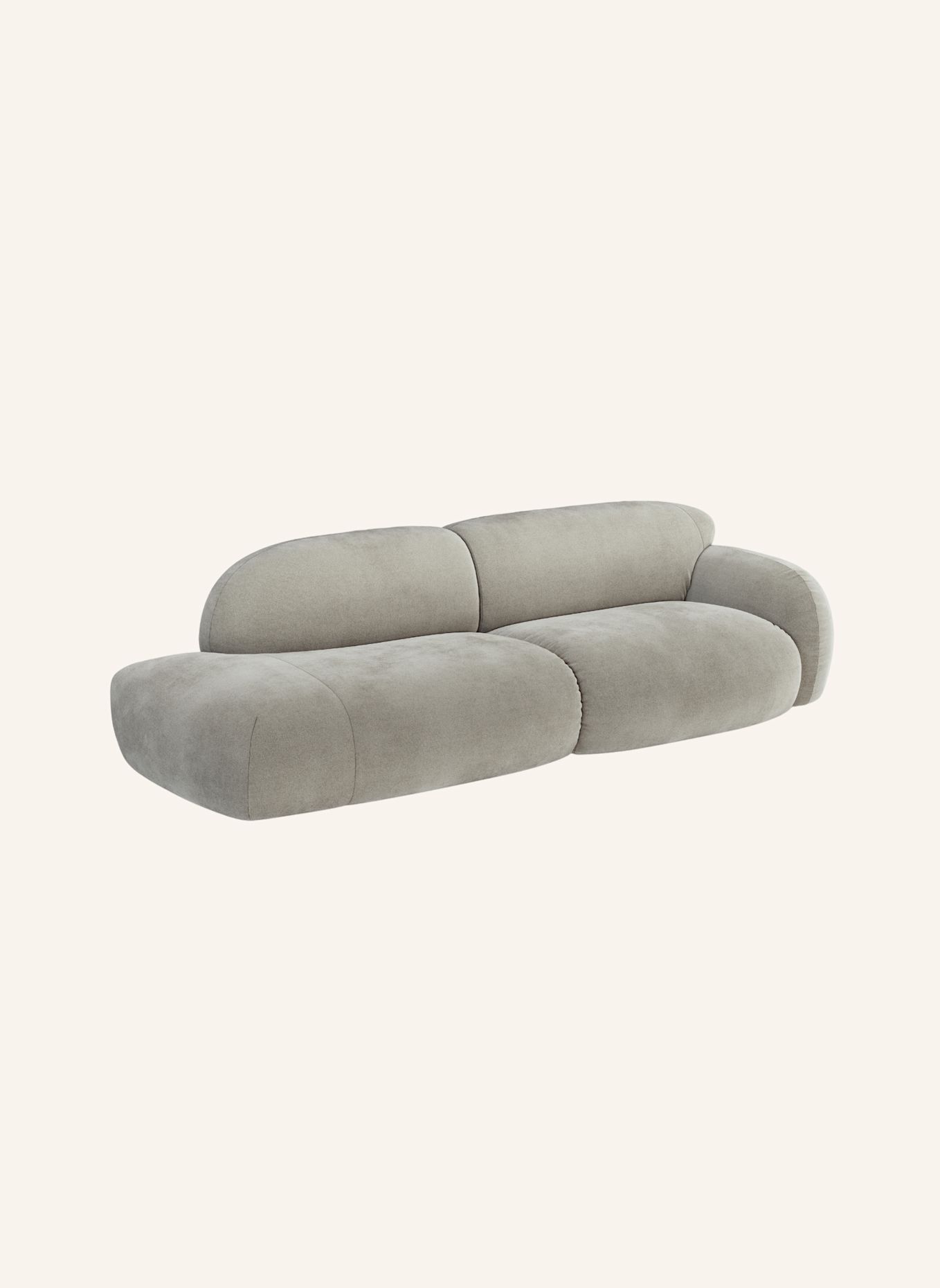nydo Mondino 3-Sitzer Recamiere Sofa Velours: GRAU