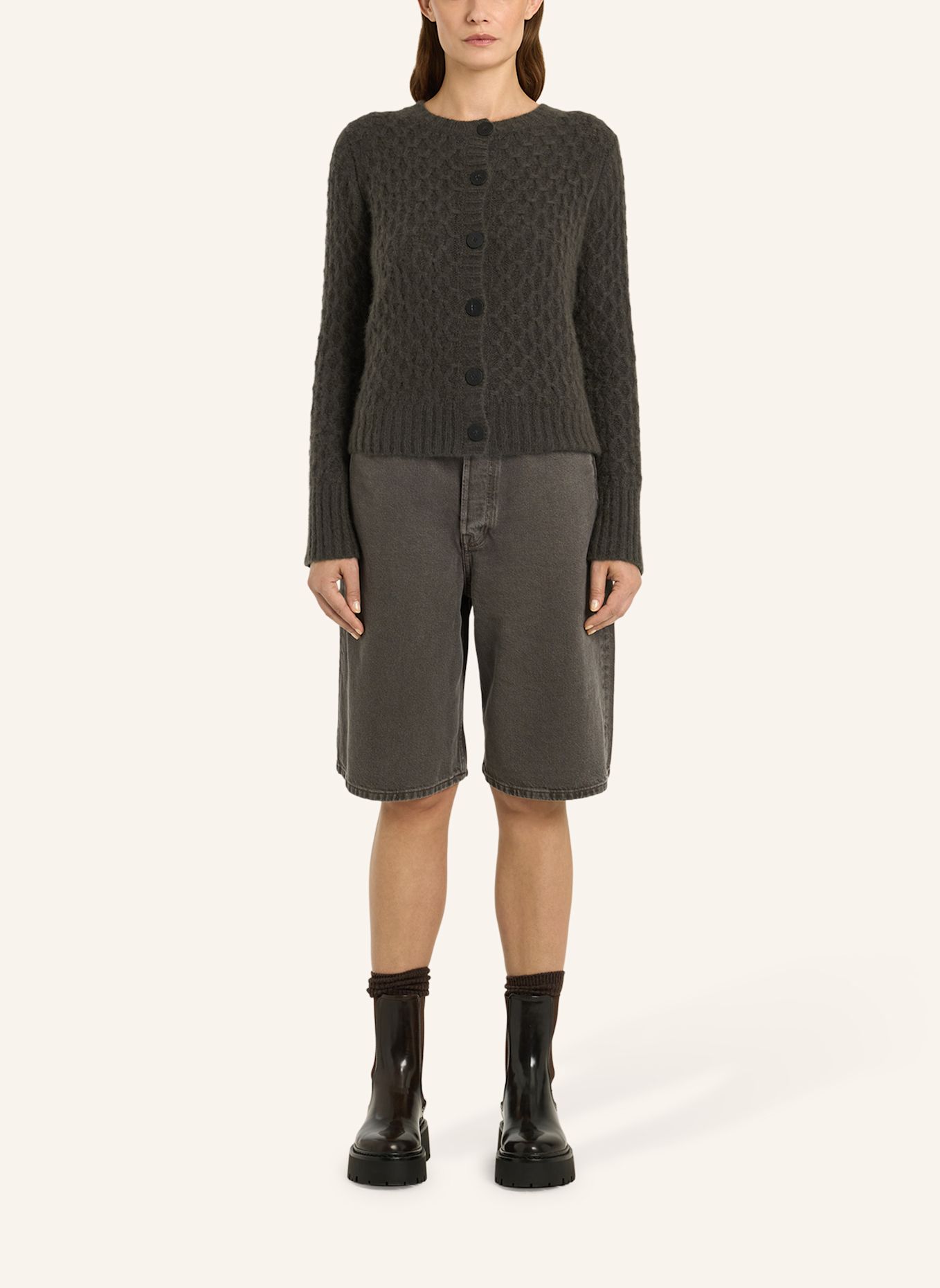 LU REN Cardigan VANYA aus Kaschmir und Seide: KHAKI