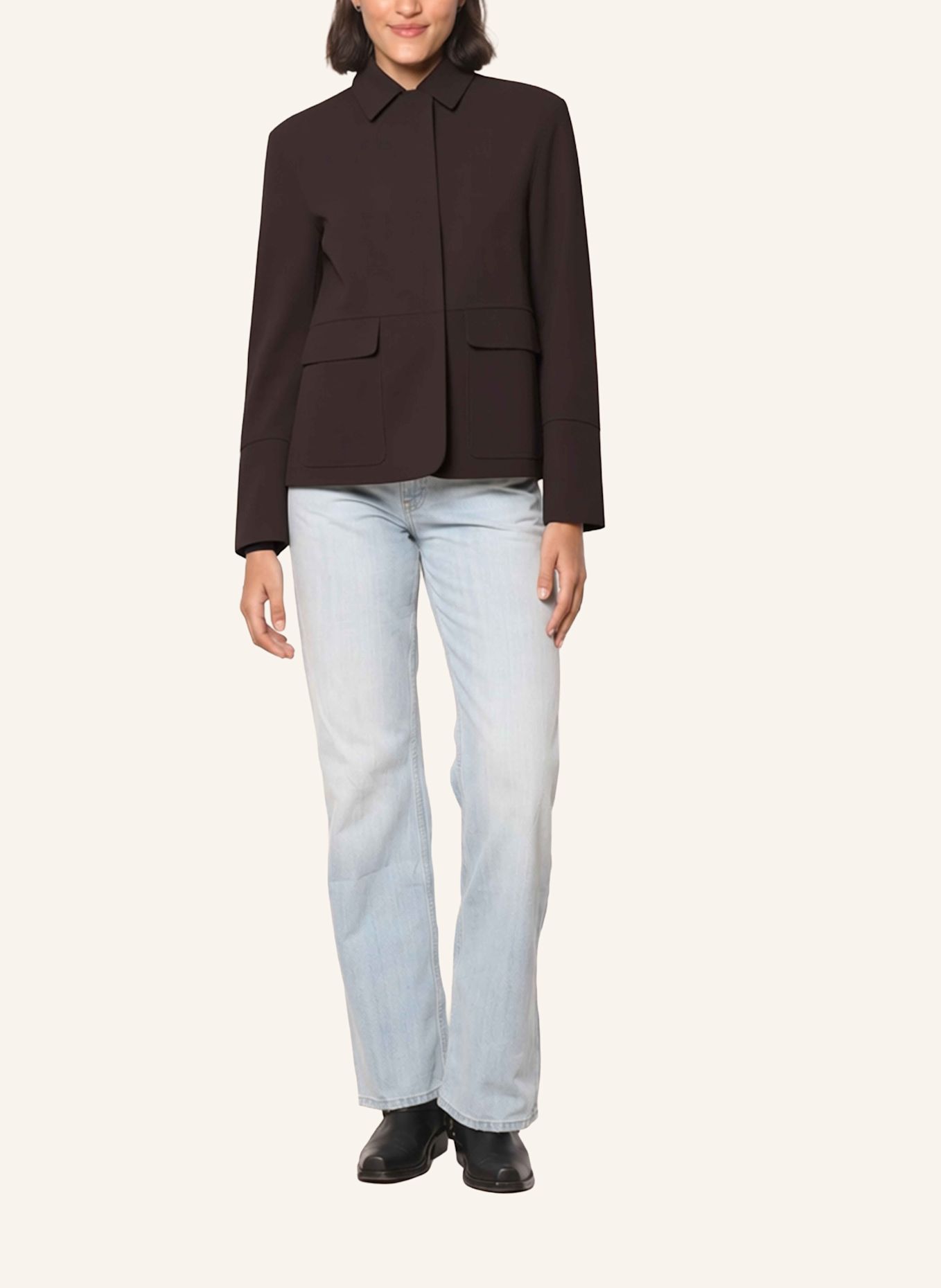 White Label Jacke Scuba Kastenjacke: BRAUN