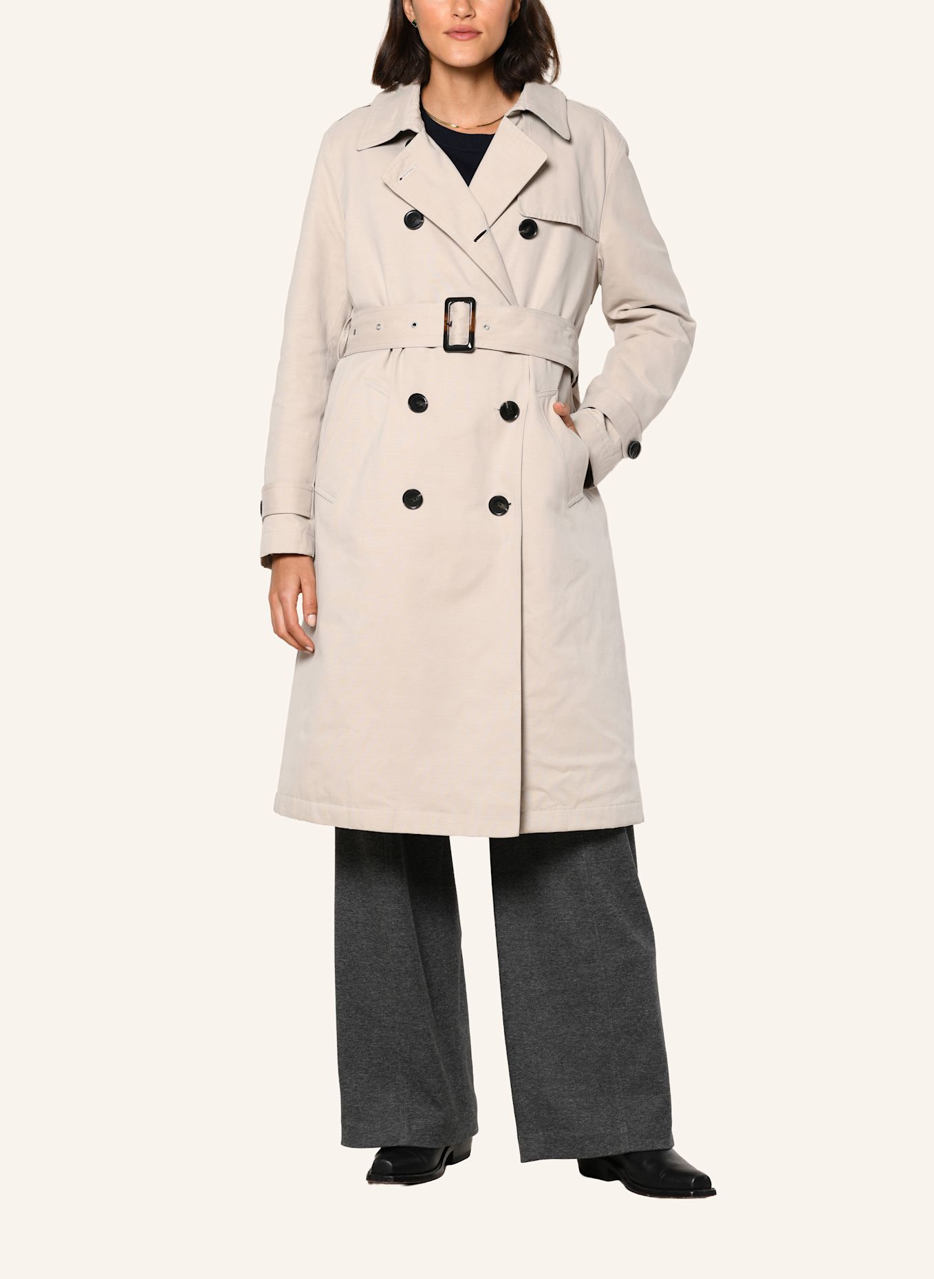 White Label Mantel Baumwoll Trenchcoat: BEIGE