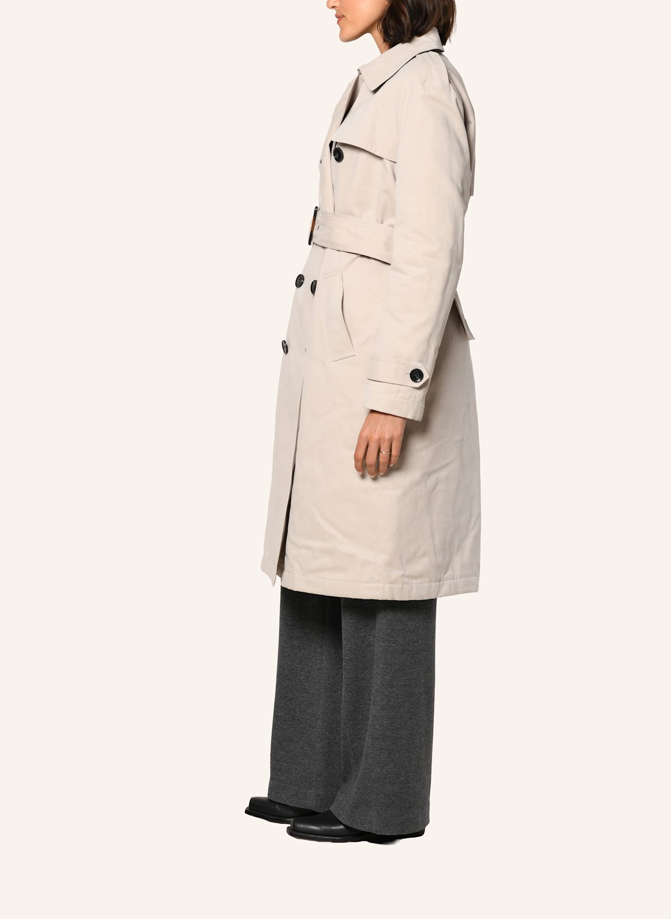White Label Mantel Baumwoll Trenchcoat: BEIGE