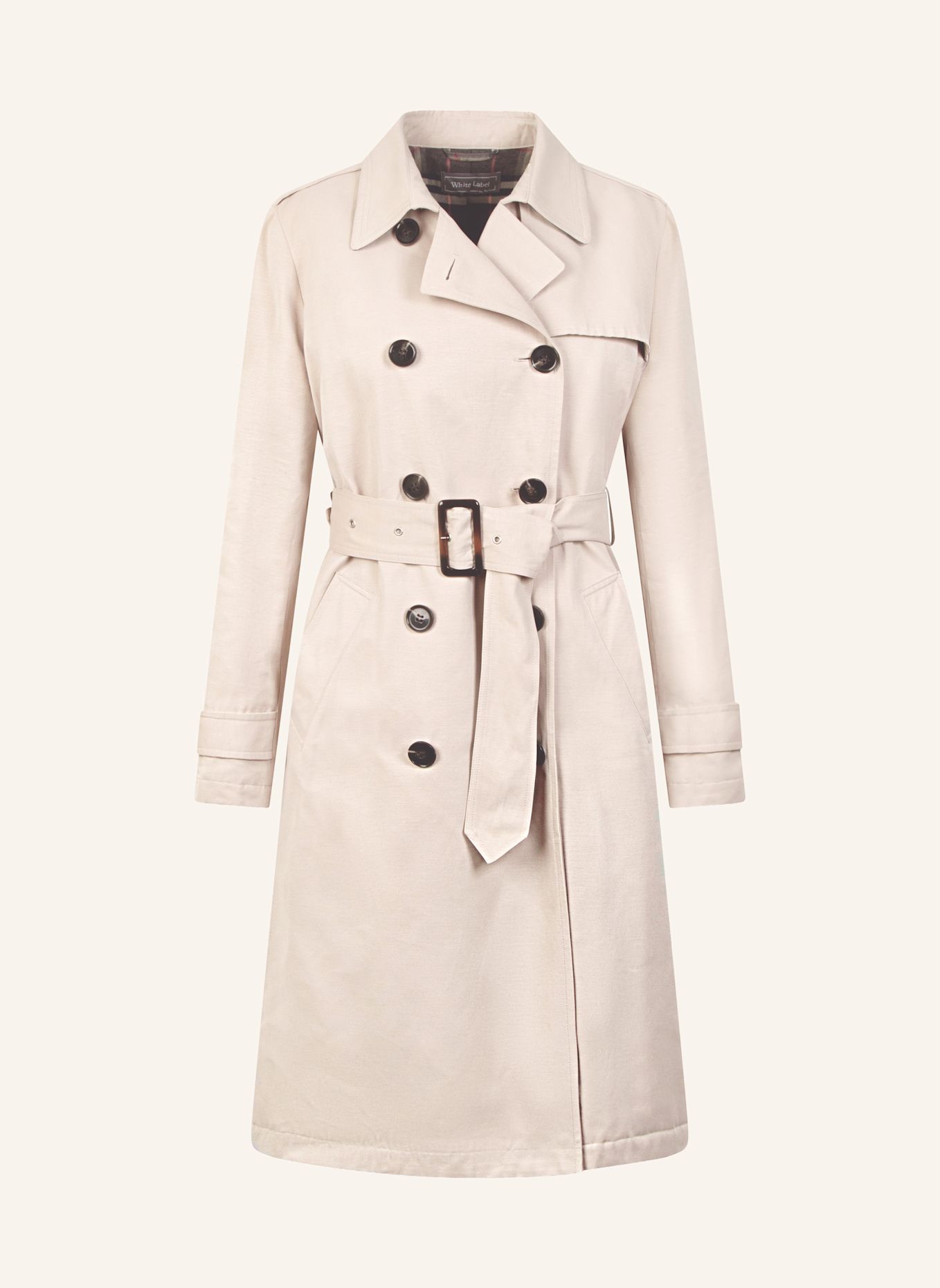 White Label Mantel Baumwoll Trenchcoat: BEIGE