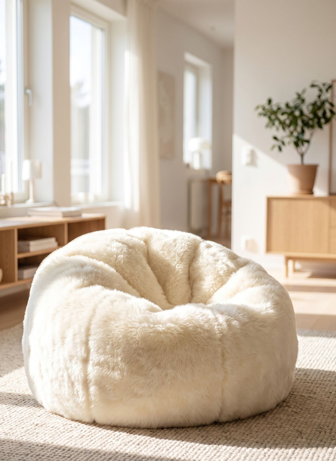 Natures Collection Lammfell Sitzsack Langhaar: CREME
