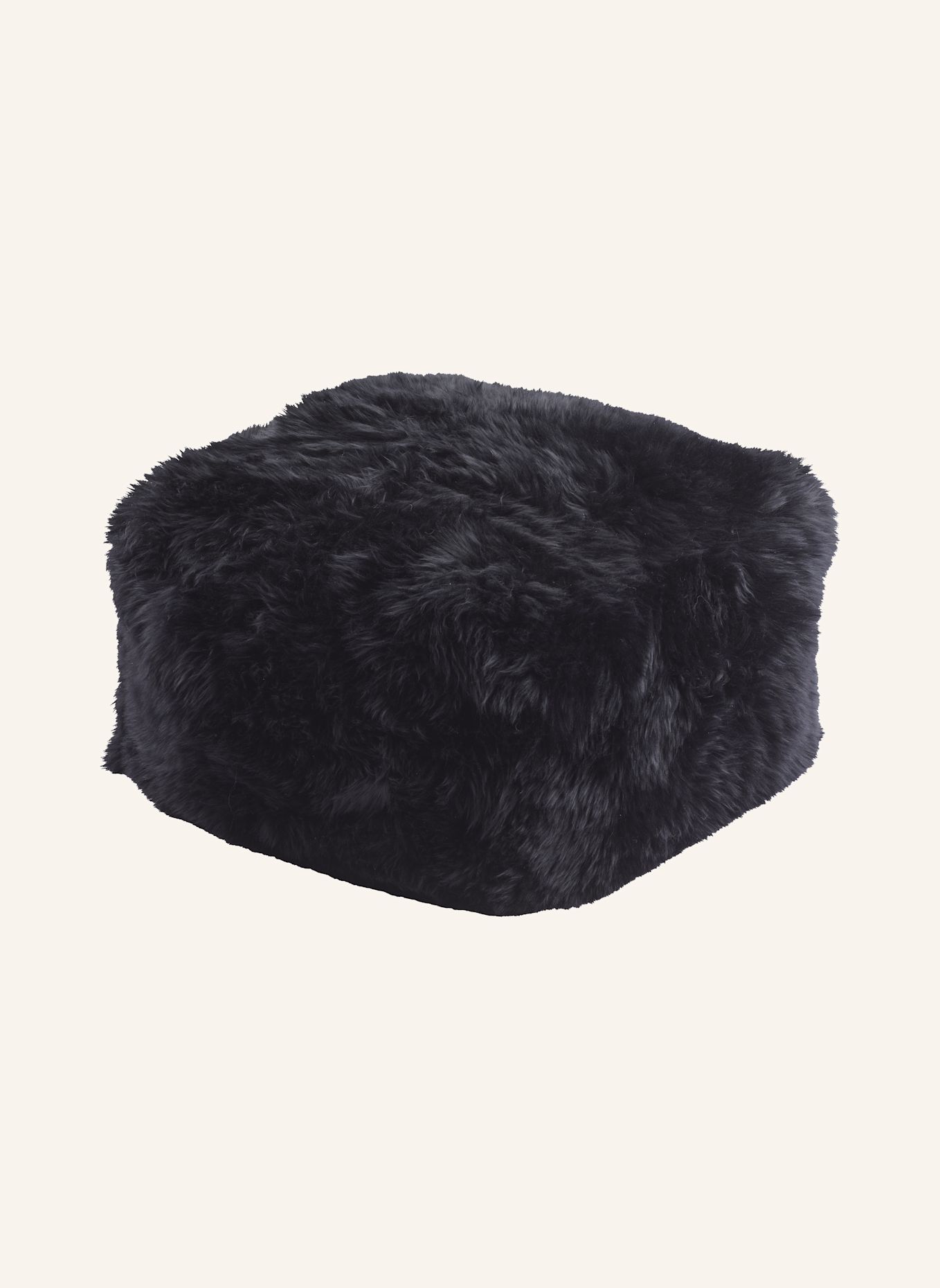 Natures Collection Lammfellpouf Langhaar: SCHWARZ