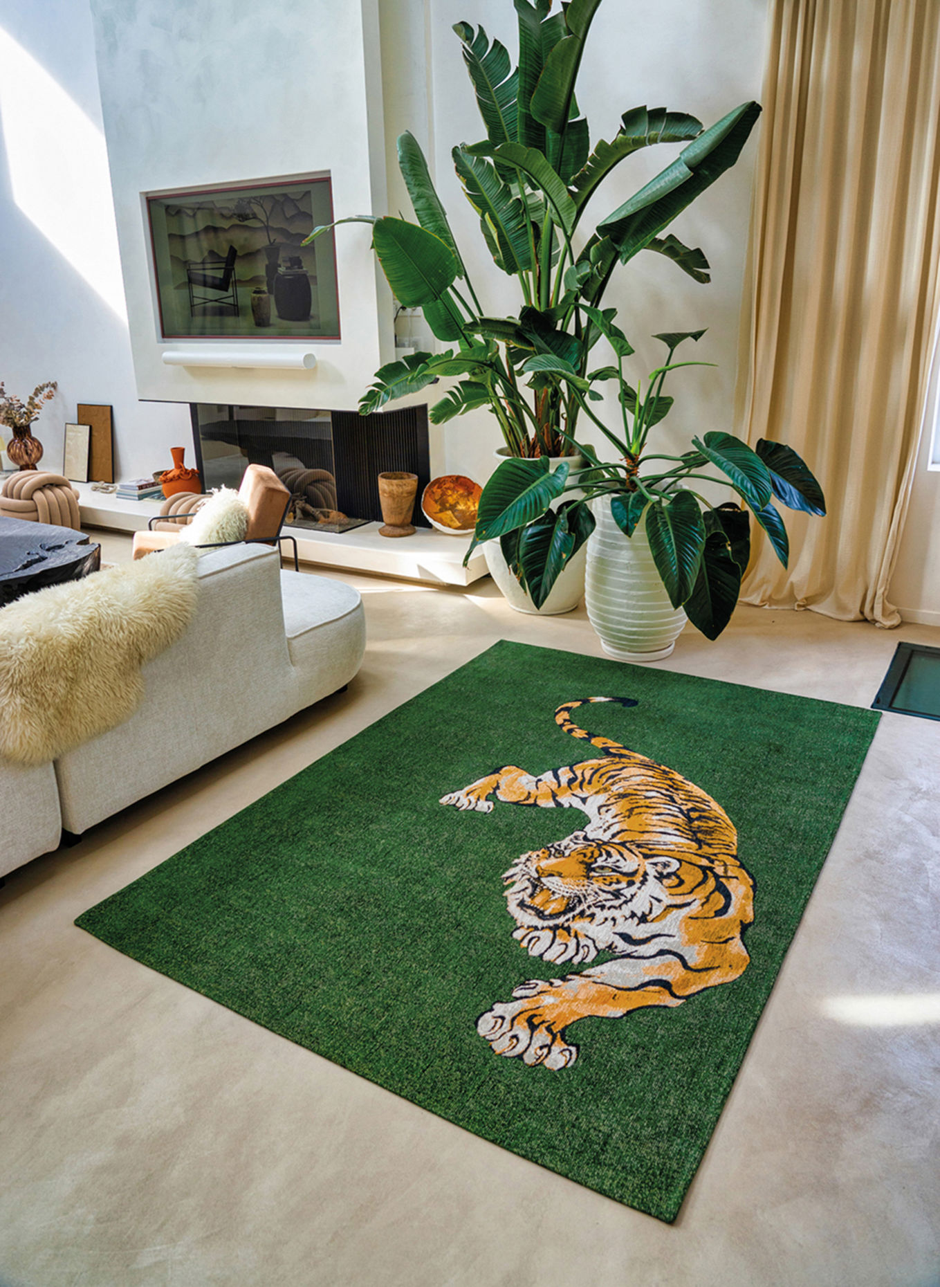 louis de poortere Tapijt POP TIGER GREEN ON FIRE: GROEN