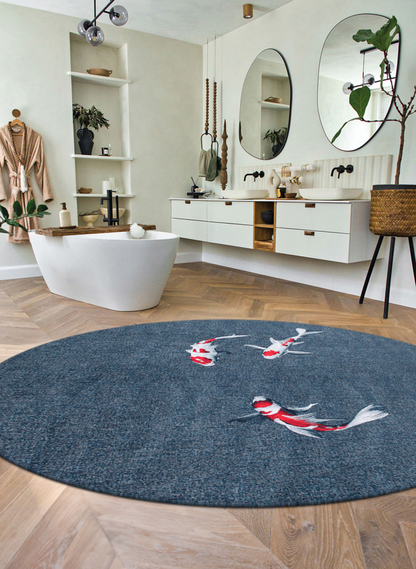 louis de poortere Tapijt POP KOI JAPANESE POND: BLAUW