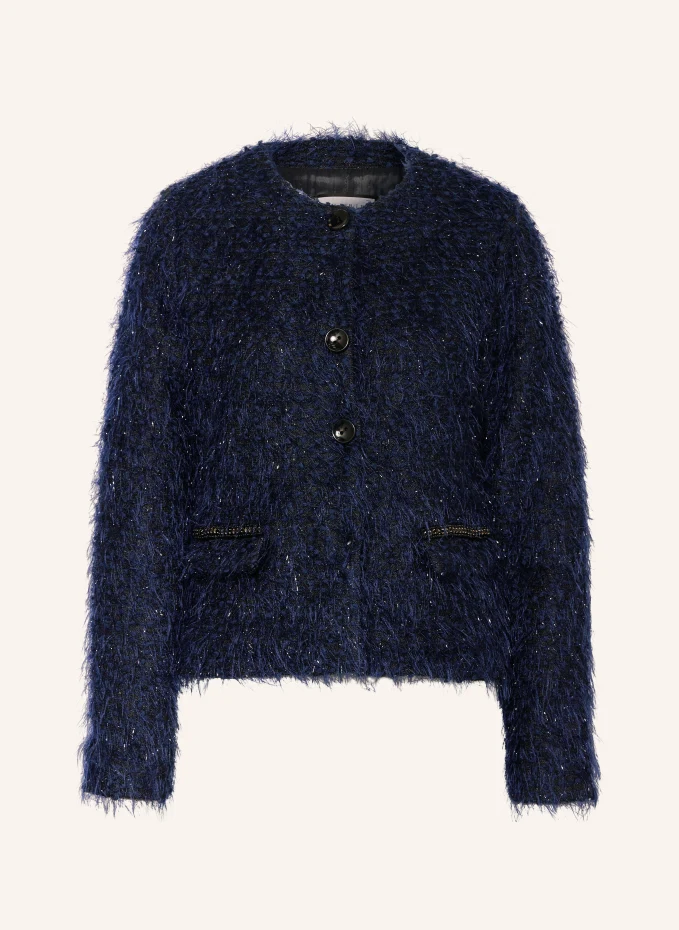 SEM PER LEI Bouclé-Jacke mit Glitzergarn und Schmucksteinen