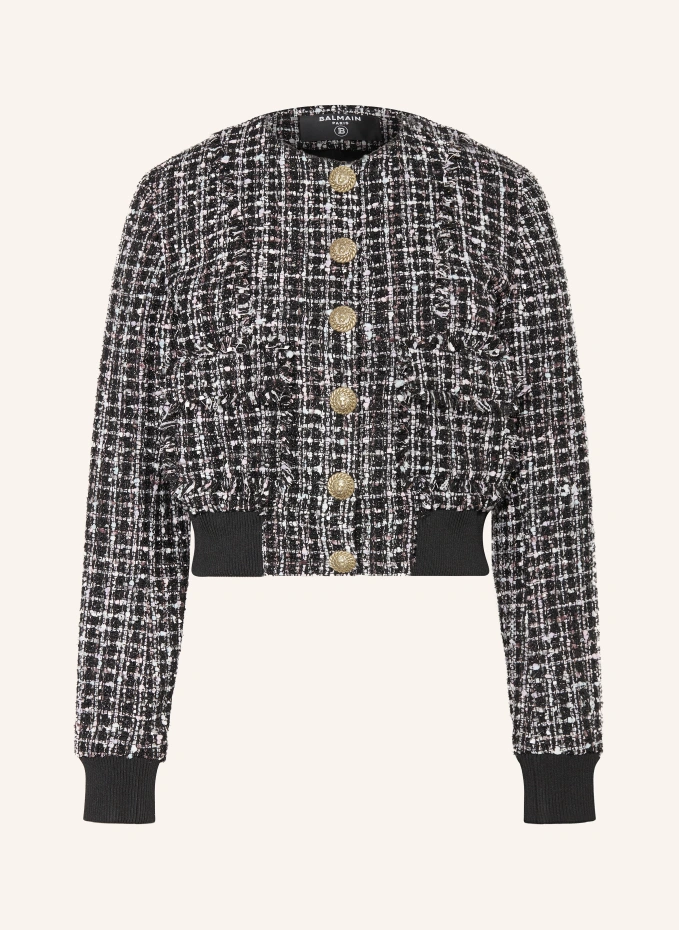 BALMAIN Bouclé-Blouson mit Glitzergarn