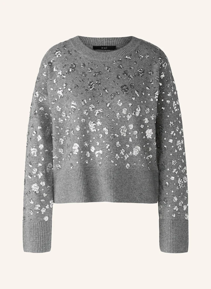 oui Pullover mit Pailletten