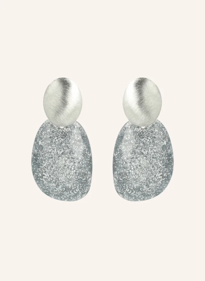 LOTT.gioielli Ohrringe LITTLE SARA ASYMMETRIC SILVER GLITTER OVAL by GLAMBOU