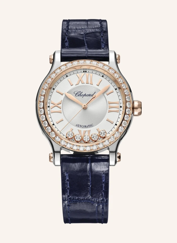 Chopard Uhr HAPPY SPORT Uhr mit 33 mm Gehäuse, Automatik, 18 Karat Roségold, Edelstahl und Diamanten