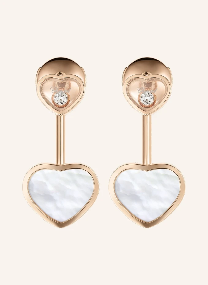 Chopard Ohrring HAPPY HEARTS Ohrringe aus 18 Karat Roségold, Diamanten und Perlmutt