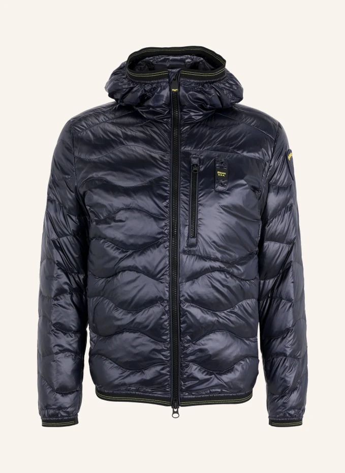 Blauer Daunenjacke