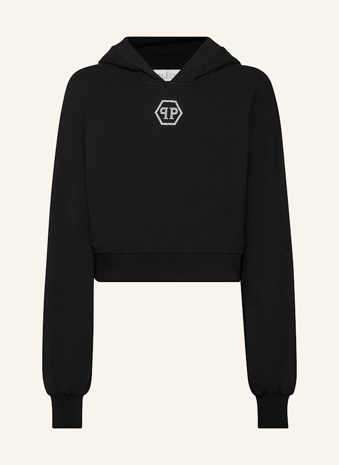 PHILIPP PLEIN Cropped Hoodie mit Steinbesatz HEXAGON