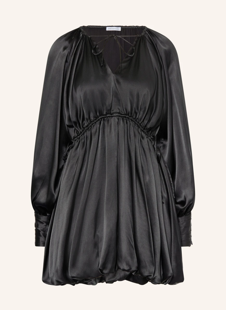 MRS & HUGS Rochie din satin cu mătase NEGRU