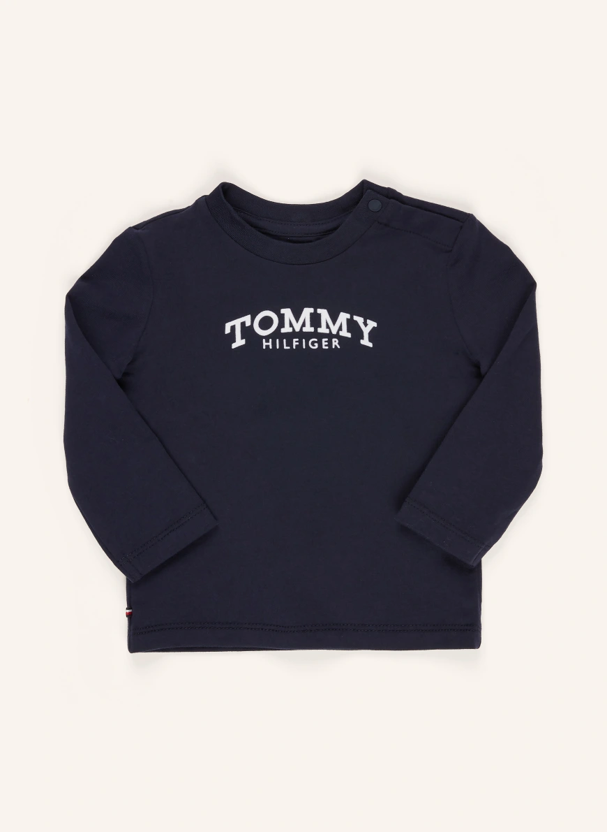 TOMMY HILFIGER Langærmet MØRKEBLÅ / HVID