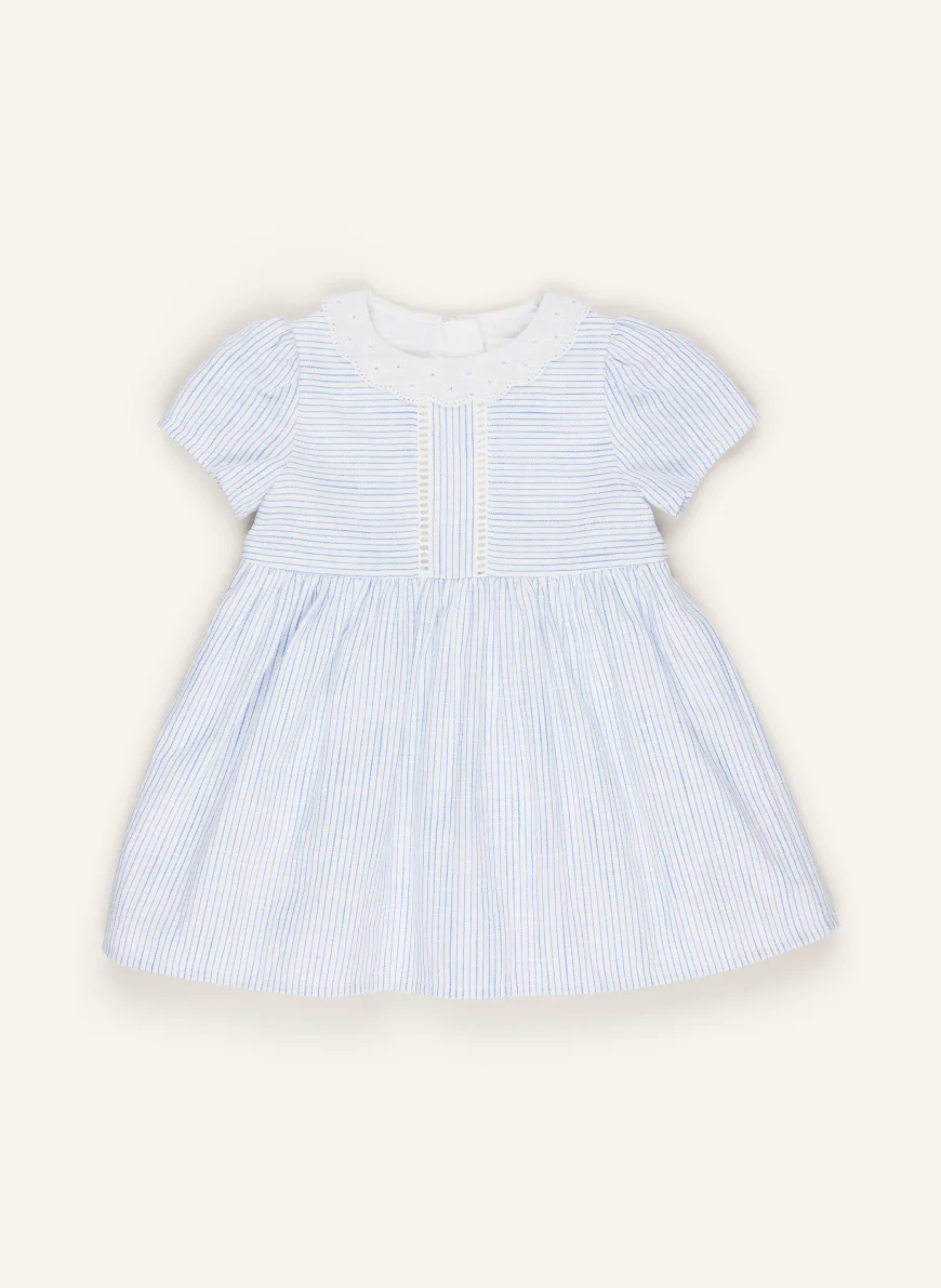 s.Oliver RED Dress with eyelet lace WHITE / LIGHT BLUE