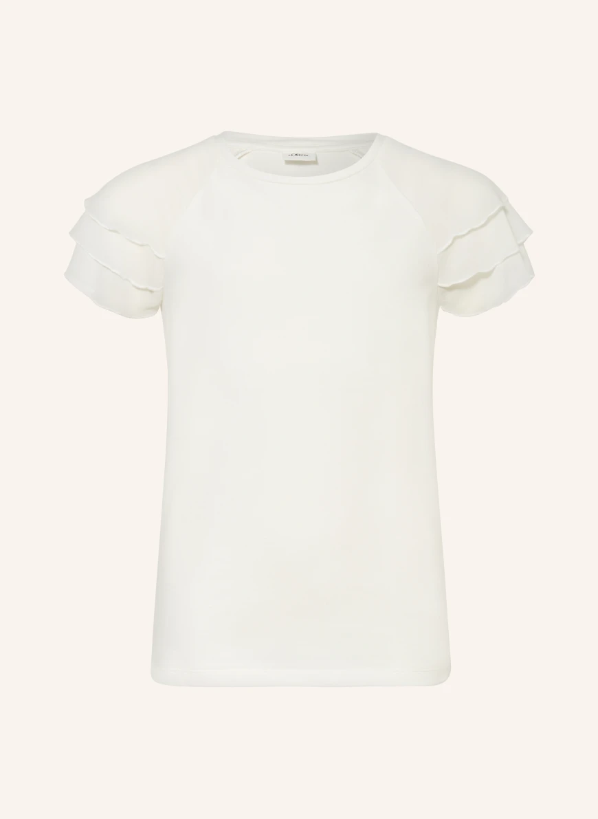 s.Oliver RED T-shirt with flounces WHITE