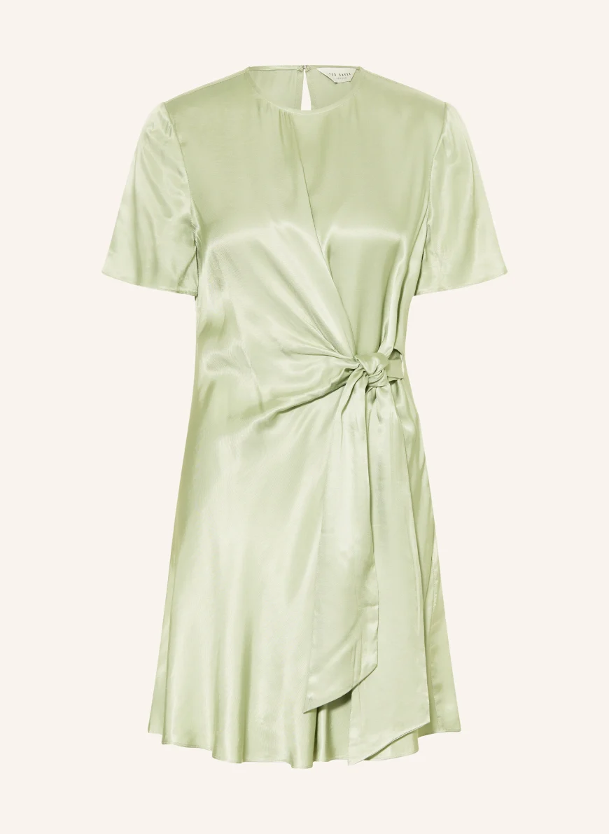 TED BAKER Satin klänning FLOREZI i omlottstil LJUSGRÖN